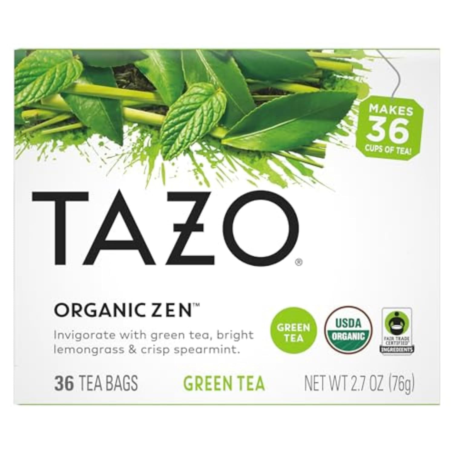 Alternative view of TAZO Organic Zen Green Tea Bags, Caffeine Free Tea with Refreshing Lemongrass & Spearmint, 144 Total Tea Bags (36ct - Pack of 4)