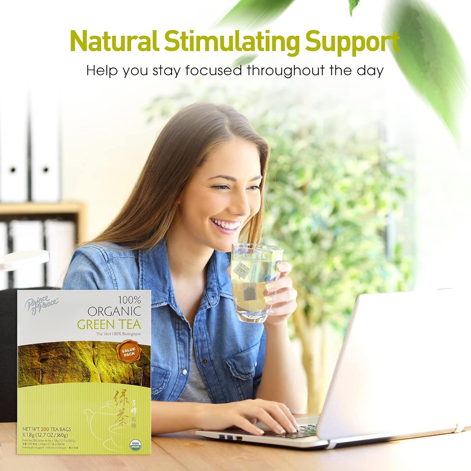 Alternative view of Prince of Peace 100% Organic Tea, BEST VALUE Family Size, 200 Tea Bags (Organic Green Tea)