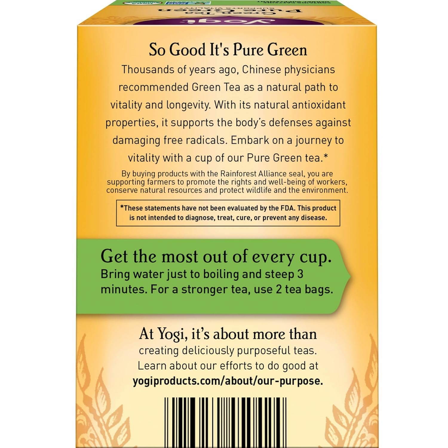 Alternative view of Yogi Tea Pure Green Tea - 16 Bags per Pack (4 Packs) - Organic - Supports Overall Health & Provides Antioxidants