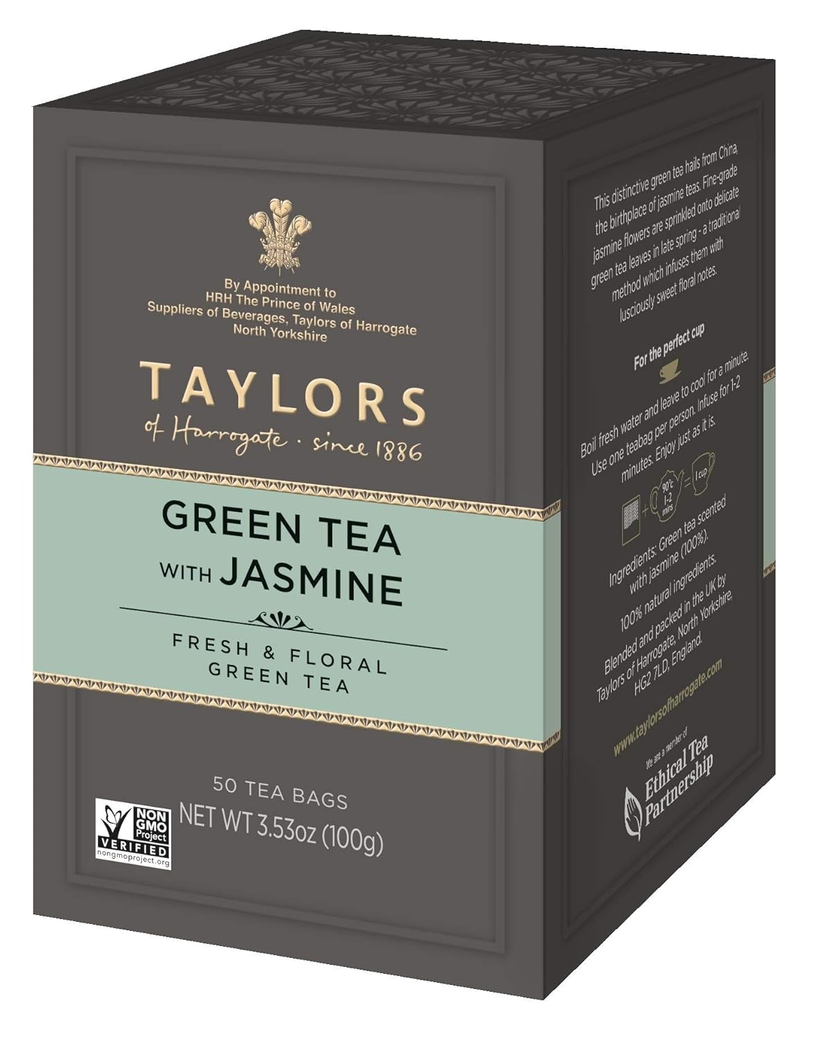 Taylors of Harrogate Green Tea with Jasmine, Pillow Tea Bags, 50 Count (Pack of 1), Delicate, Floral and Sweet, Caffeinated, Enjoy Hot or Iced, 50 Teabags - Image 5
