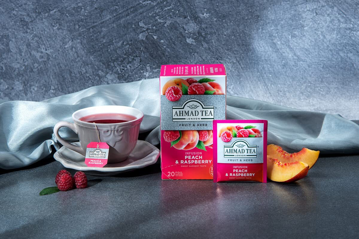Alternative view of Ahmad Tea Infusions, Peach and Raspberry Teabags, 20 ct (Pack of 1) - Decaffeinated & Sugar-Free