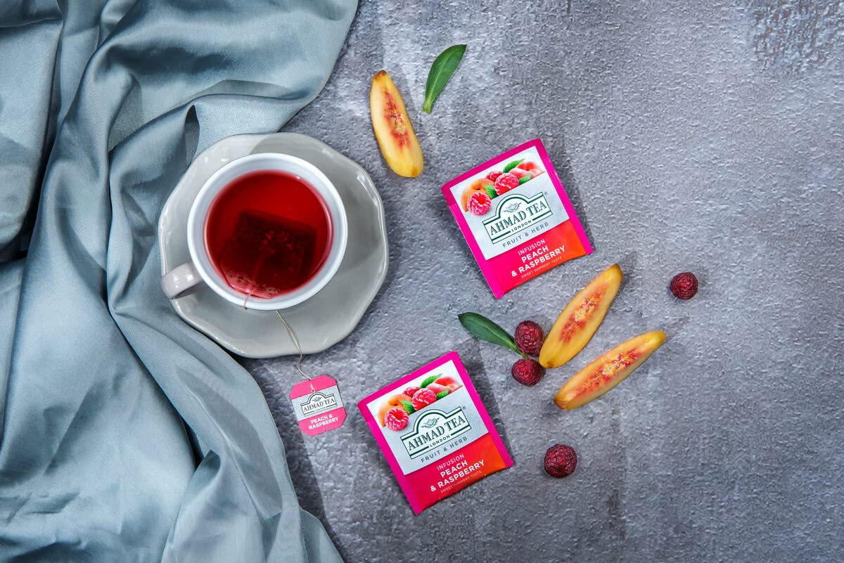 Ahmad Tea Infusions, Peach and Raspberry Teabags, 20 ct (Pack of 1) - Decaffeinated & Sugar-Free - Image 3