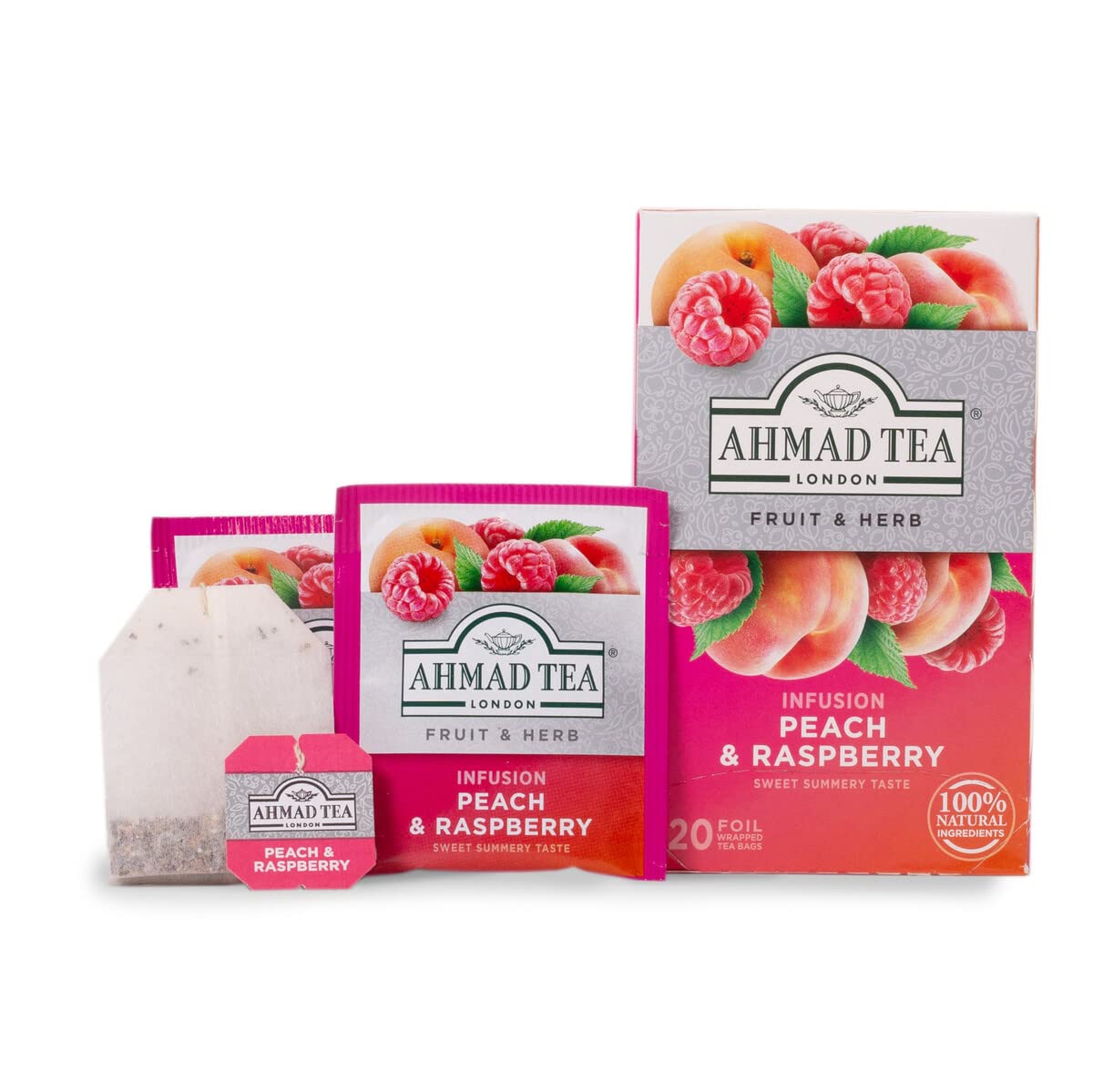 Ahmad Tea Infusions, Peach and Raspberry Teabags, 20 ct (Pack of 1) - Decaffeinated & Sugar-Free - Image 4
