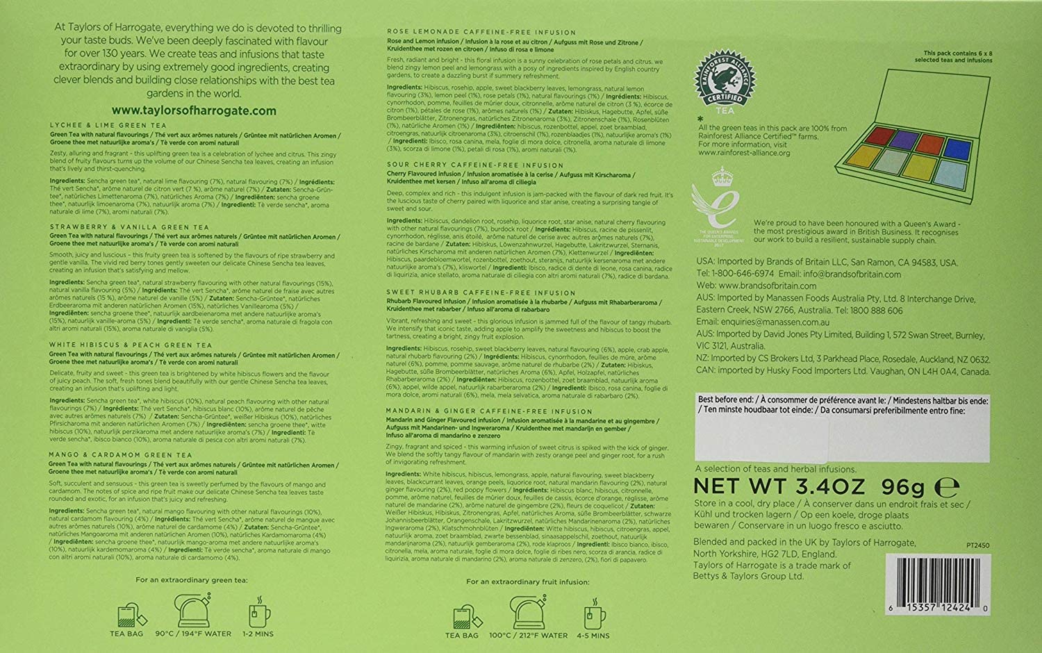 Alternative view of Taylors of Harrogate Assorted Green & Herbal Teas Sampler, Variety Pack Gift Box, Individually Wrapped Bags, 48 Count (Pack of 1), Premium Green & Herbal Teas, Mixed Caffeinated & Caffeine-Free Selection, 48 Teabags