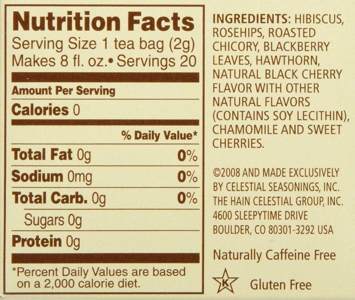 Celestial Seasonings Black Cherry Berry Tea Bags, 20 Count (Pack of 2)