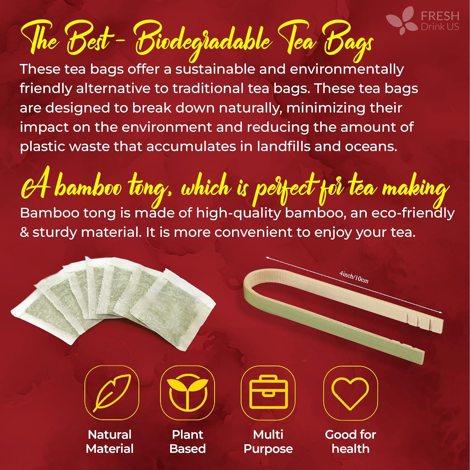 FreshDrinkUS, Premium 140 Hibiscus Flowers Tea Bags, 100% Natural, Handmade & Pure from Hibiscus Flowers. No Sugar/Caffeine/Gluten, Vegan. Tart & Refreshing, Hot or Ice Tea, Great For All Seasons - Image 8