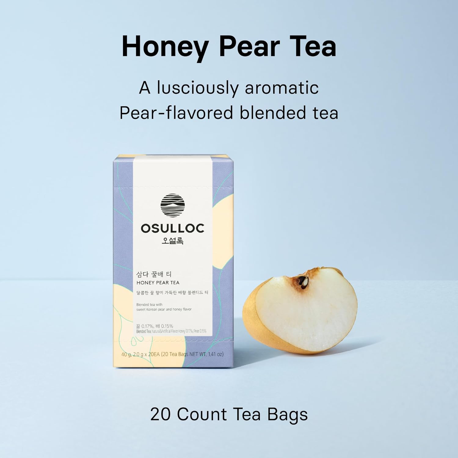 Alternative view of OSULLOC Honey Pear Tea (Sweet Pear & Honey Flavor), Fruit tea Blend, Premium Teabags from Jeju Island, 20 count