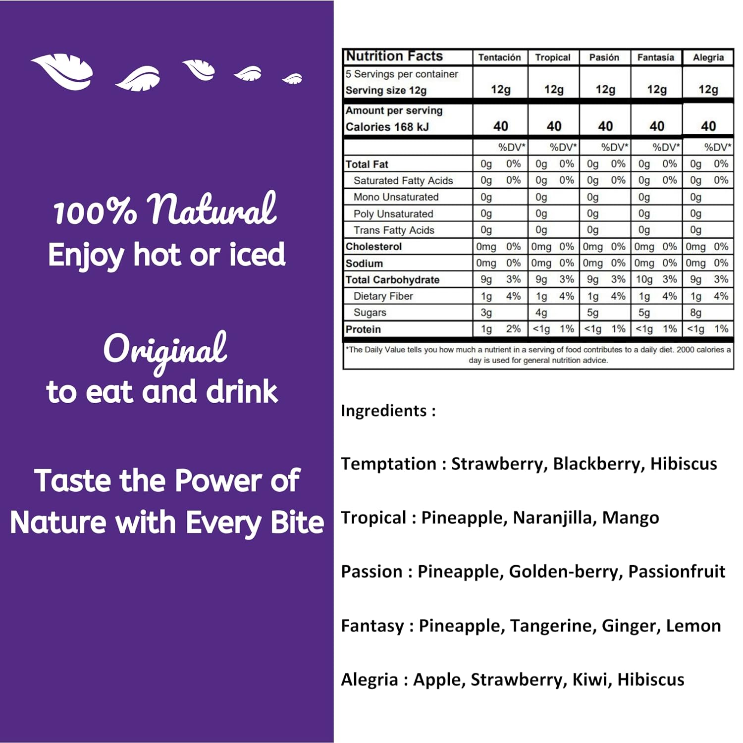 Alibú Dried Fruit Tea Infusions - Variety Pack - Certified Vegan, 100% Natural, Hot or Iced, Caffeine Free, Eat and Drink - Box of 2.12 oz