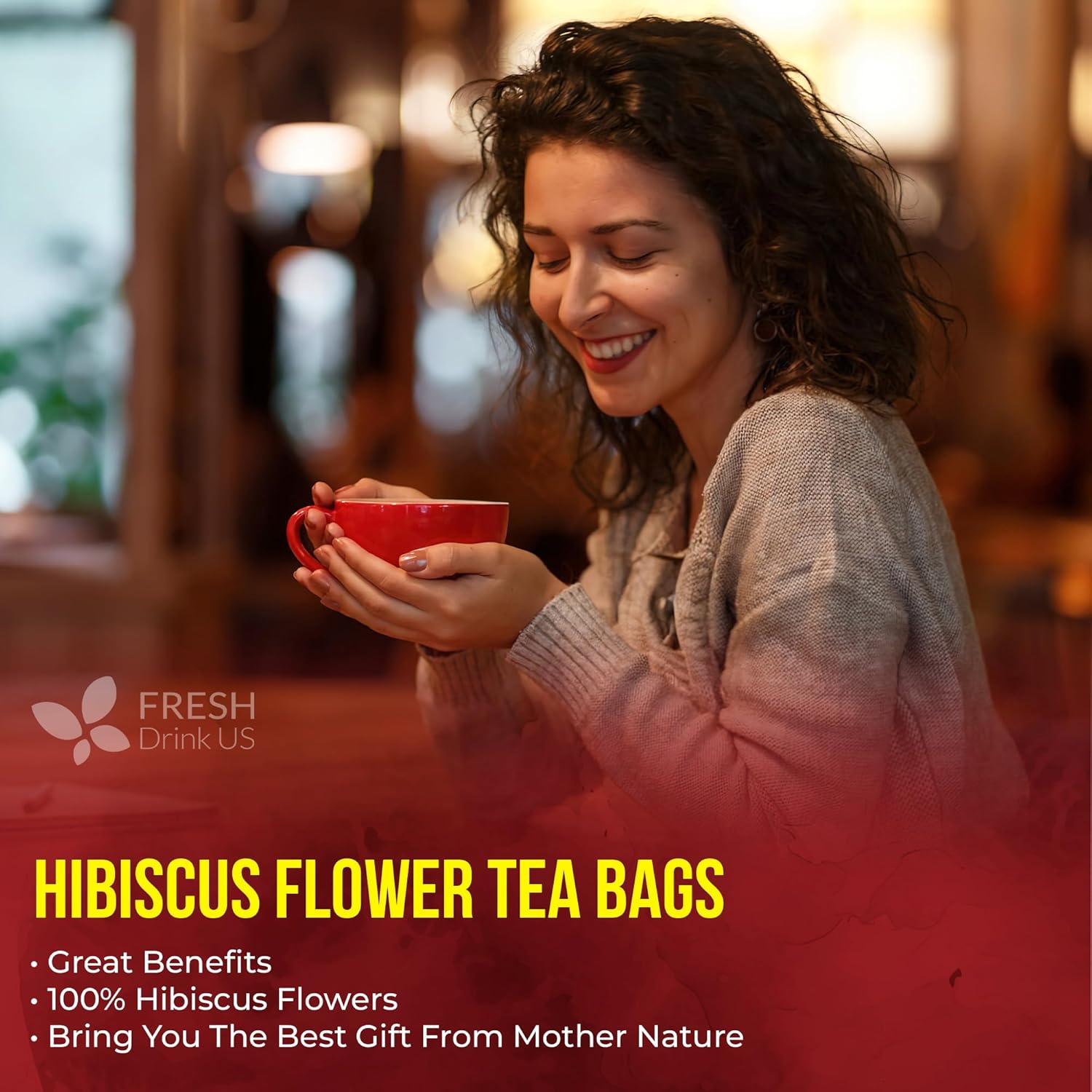 Alternative view of FreshDrinkUS, Premium 140 Hibiscus Flowers Tea Bags, 100% Natural, Handmade & Pure from Hibiscus Flowers. No Sugar/Caffeine/Gluten, Vegan. Tart & Refreshing, Hot or Ice Tea, Great For All Seasons