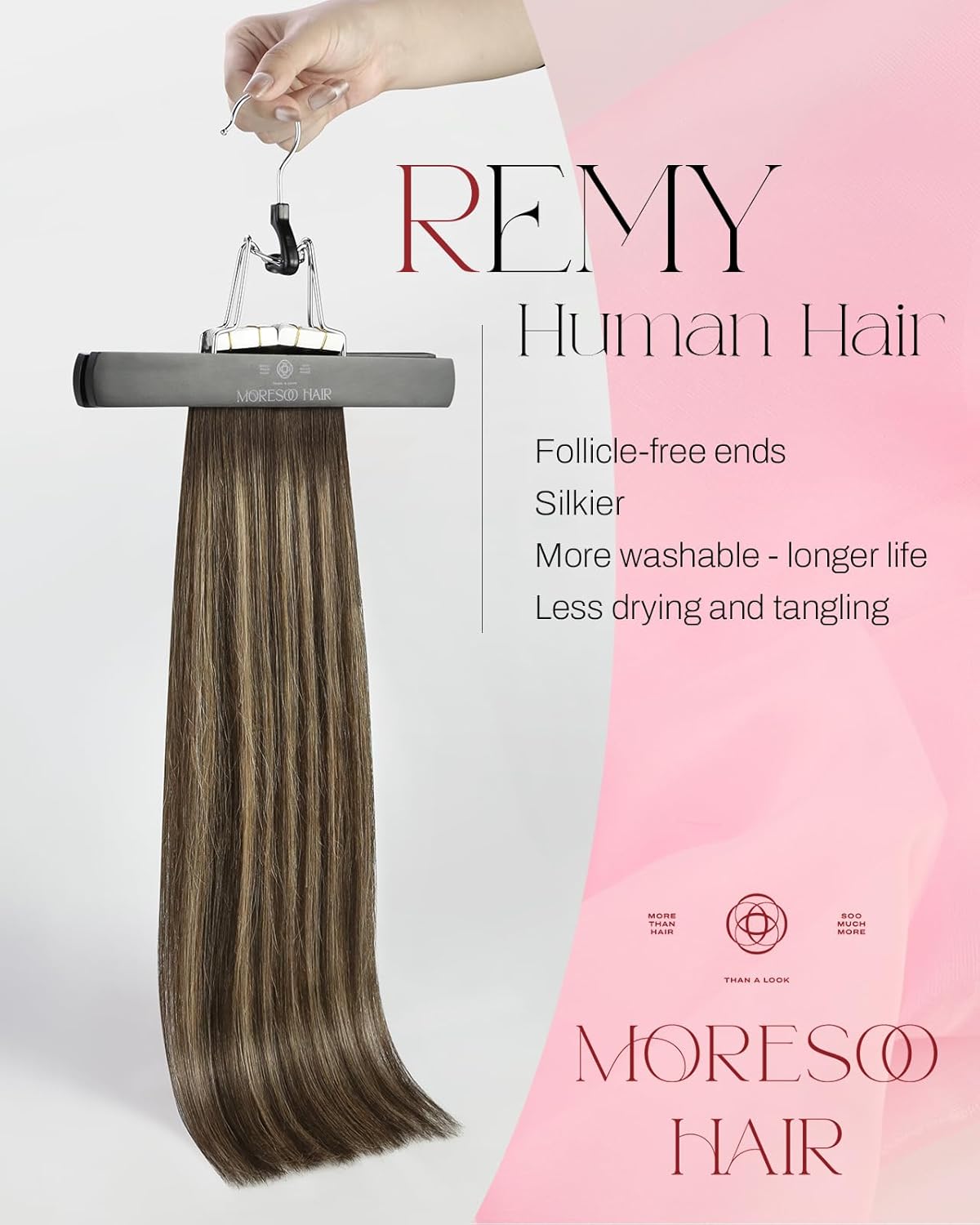 Moresoo Tape in Hair Extensions Human Hair Ombre Tape in Extensions Human Hair Balayage Brown to Caramel Blonde with Brown Hair Extensions Glue in Real Human Hair Extensions 18 Inch #4/27/4 20pcs 50g