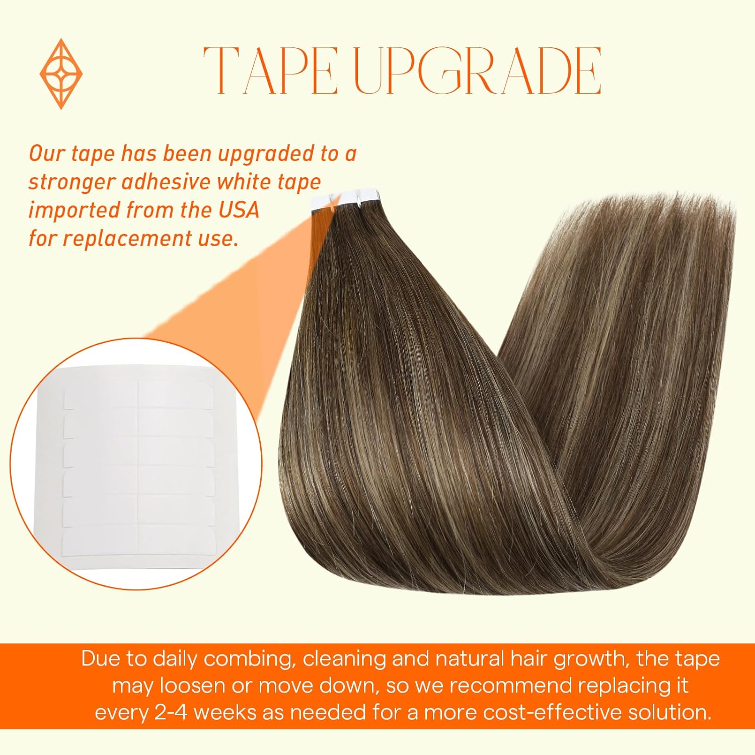 Full Shine Invisible Tape in Hair Extensions Human Hair 18 Inch Tape ins Brown Extensions Color 4/24/4 Balayage Hair Extensions Real Human Hair Seamless Tape ins Human Hair Extension 50Gram 20Pcs