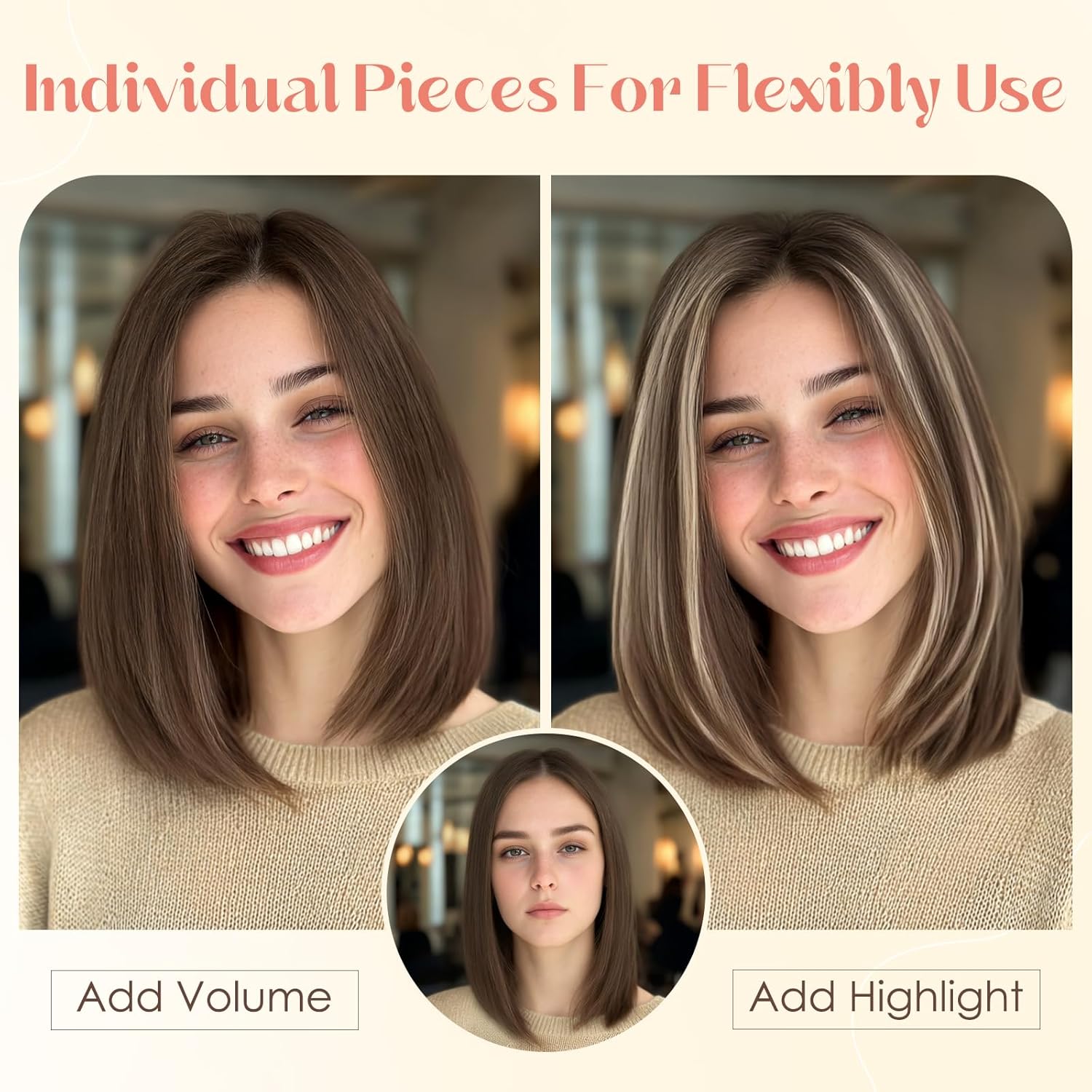 Alternative view of Hairro 6PCS 6 Clips In Short Hair Extensions Remy Real Human Hair Clip Ins Mini Clip On Hairpin Hairpieces For Women 33g 12 Inch #4P27 Medium Brown&Dark Blonde