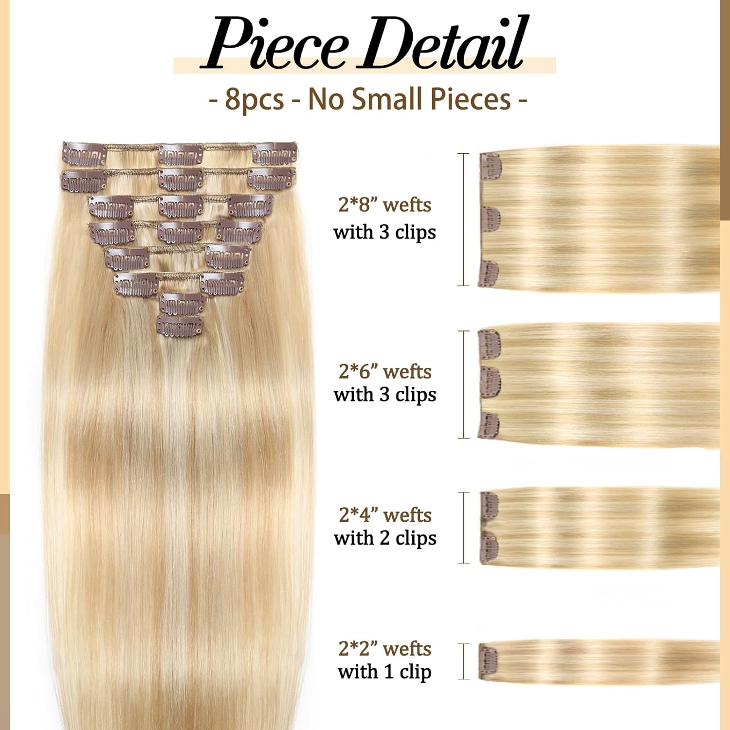 Alternative view of Clip in Hair Extensions Real Human Hair, 18 inch 100g/3.6oz, Balayage Invisible Remy Human hair Clip in Extensions for Women Seamless Straight 8Pcs Double Weft Dark Blonde Highlighted Bleach Blonde