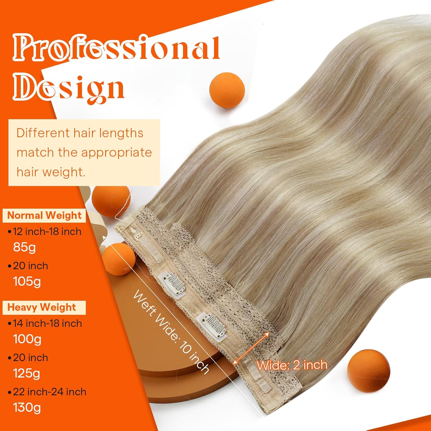 Sunny Hair Wire Hair Extensions Real Human Hair Fish Line Human Hair Extensions Invisible Wire Extensions Golden Blonde with Medium Blonde Highlights #16/22 18 Inch