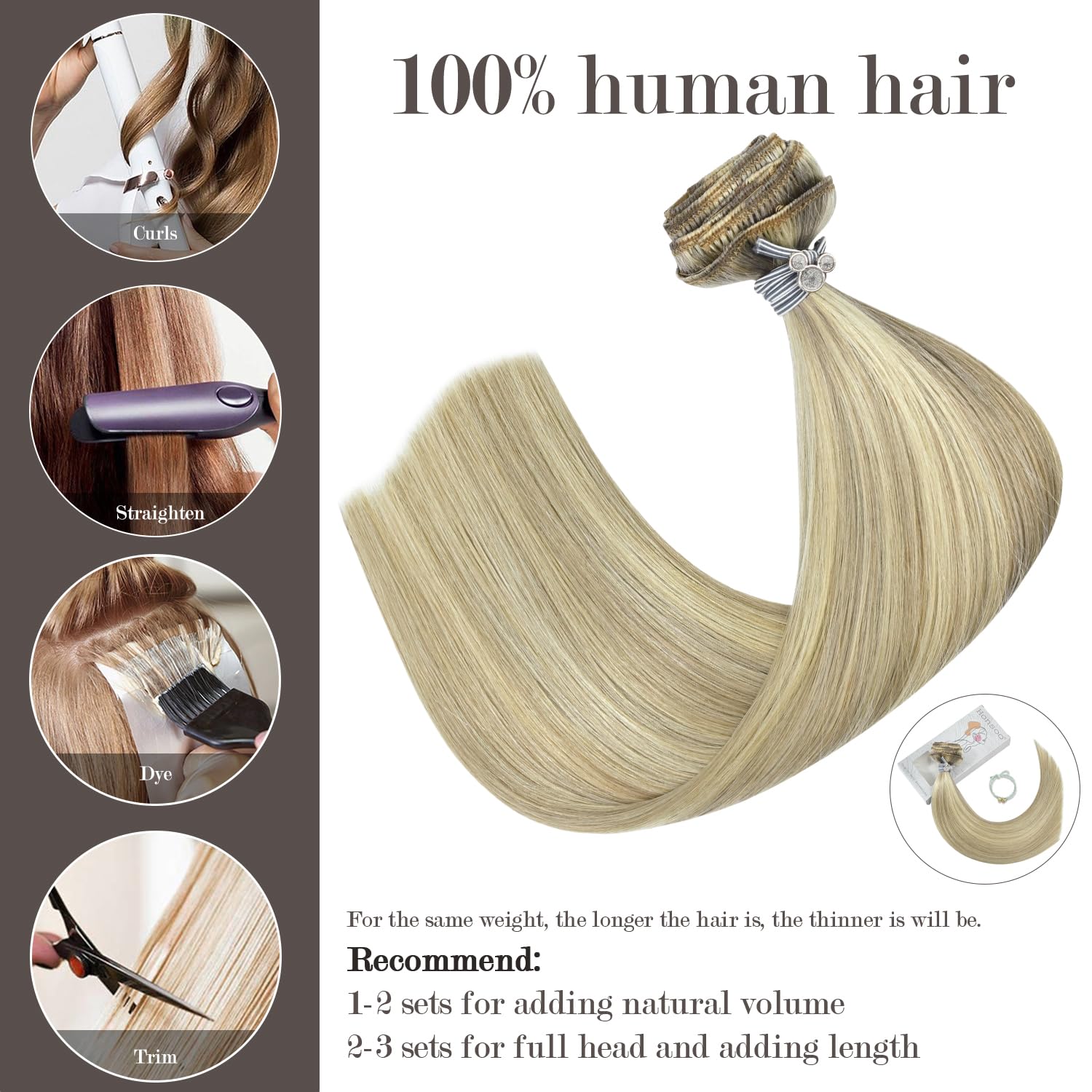Honsoo Blonde Hair Extensions Clip In Balayage Hair Extensions Real Human Hair Mixed Bleach Blonde 15inch 70g 7pcs Straight Silky Blonde For Women Natural Hair