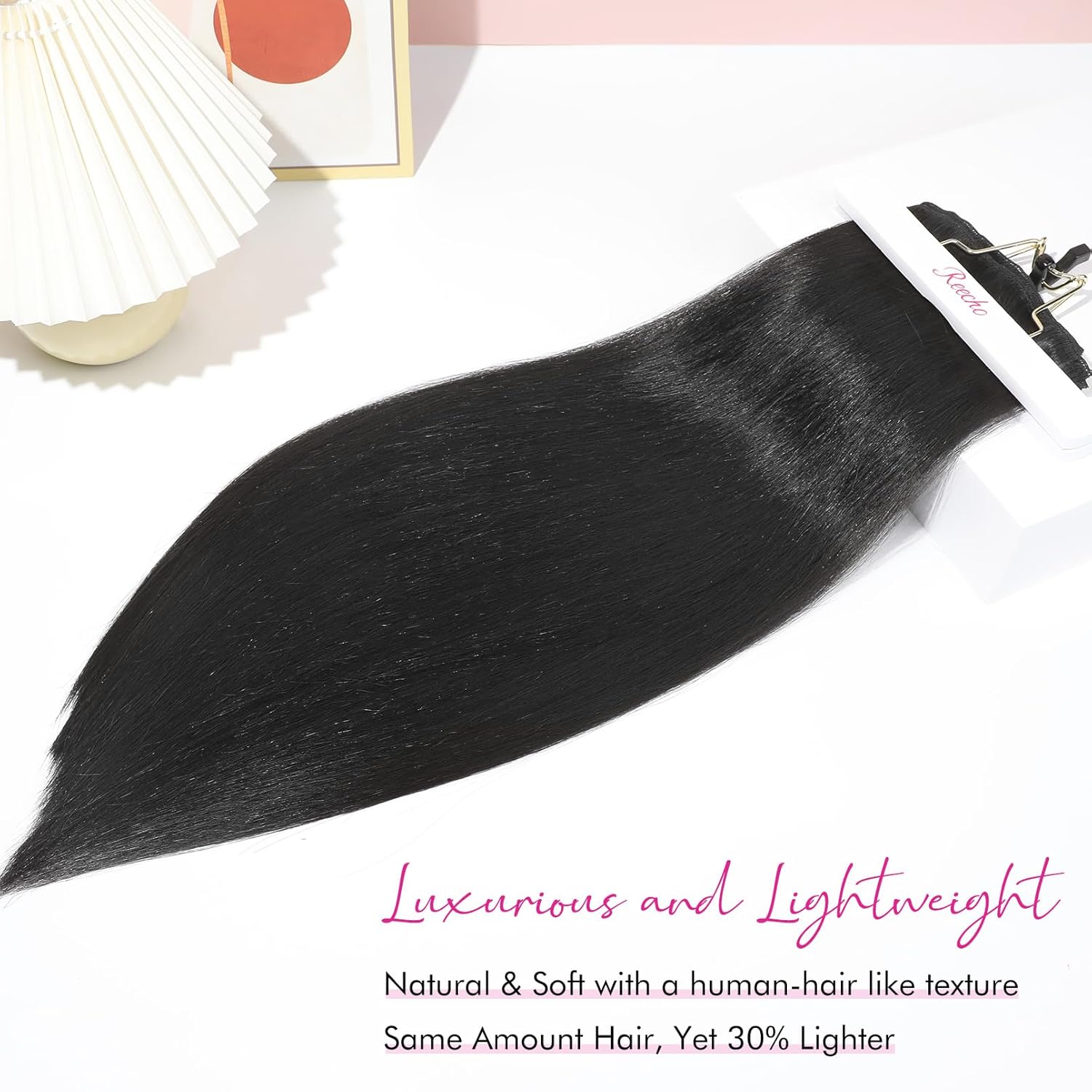 Alternative view of REECHO Hair Extensions, 11PCS Clip in Hair Extensions 24" Long Straight hair extensions HE005 Natural Soft Synthetic Hairpieces for Women u2013 Black