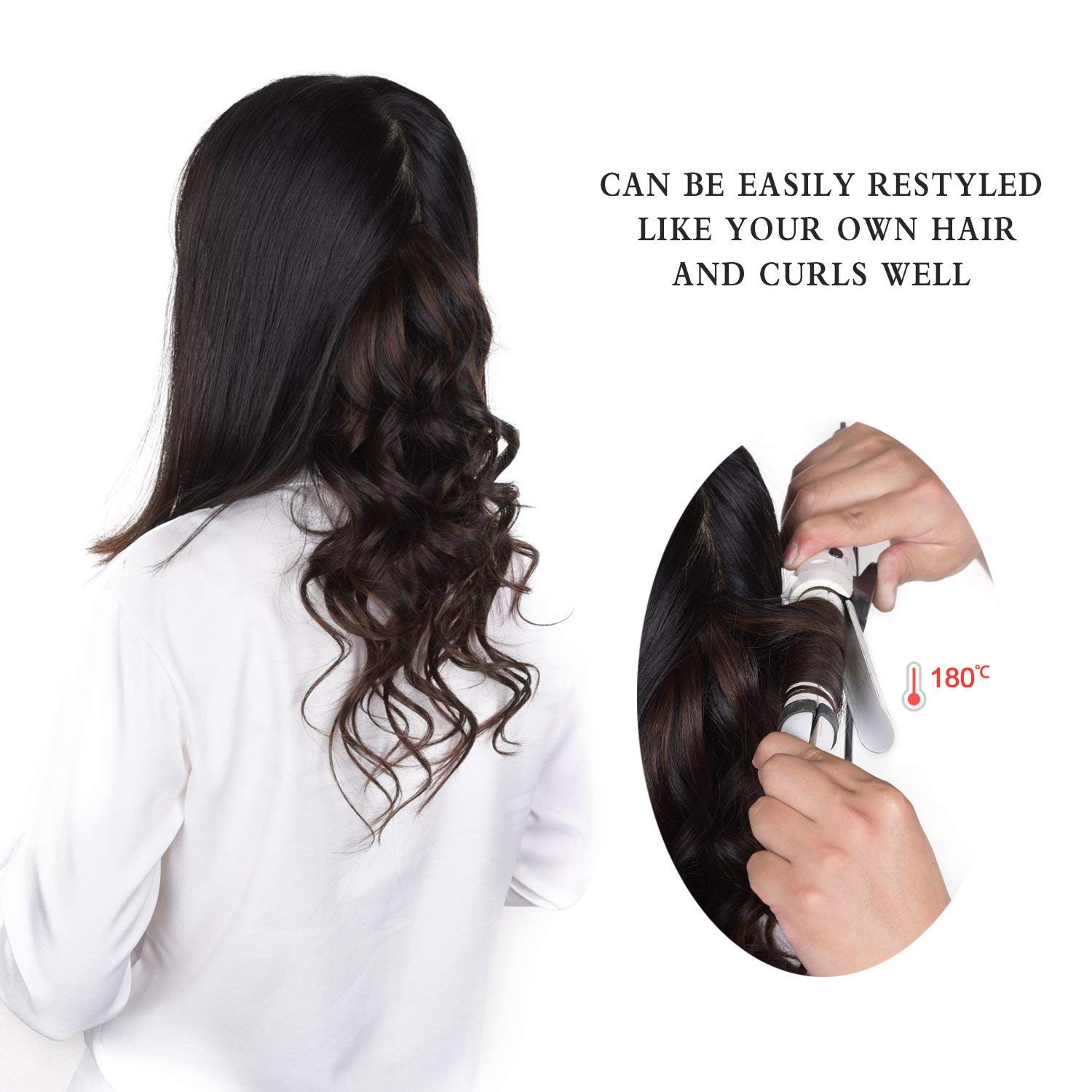 Alternative view of 12" Clip in Hair Extensions Remy Human Hair for Women - Silky Straight Human Hair Clip in Extensions 50grams 4pieces Dark Brown #2 Color