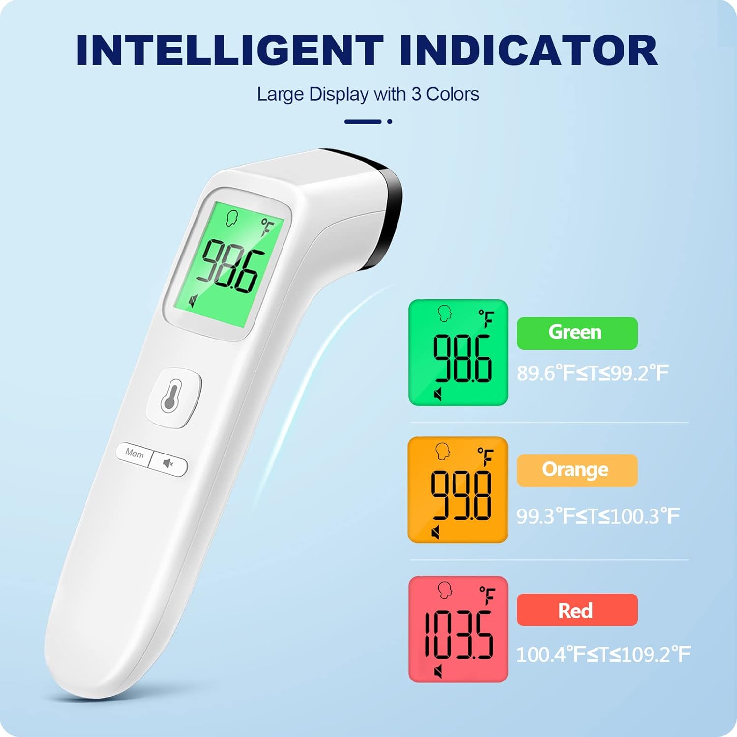 Alternative view of No-Touch Thermometer for Adults and Kids, Accurate Digital Baby Thermometer, Fever Alarm & Silent Mode, 2 in 1 Forehead & Object Mode