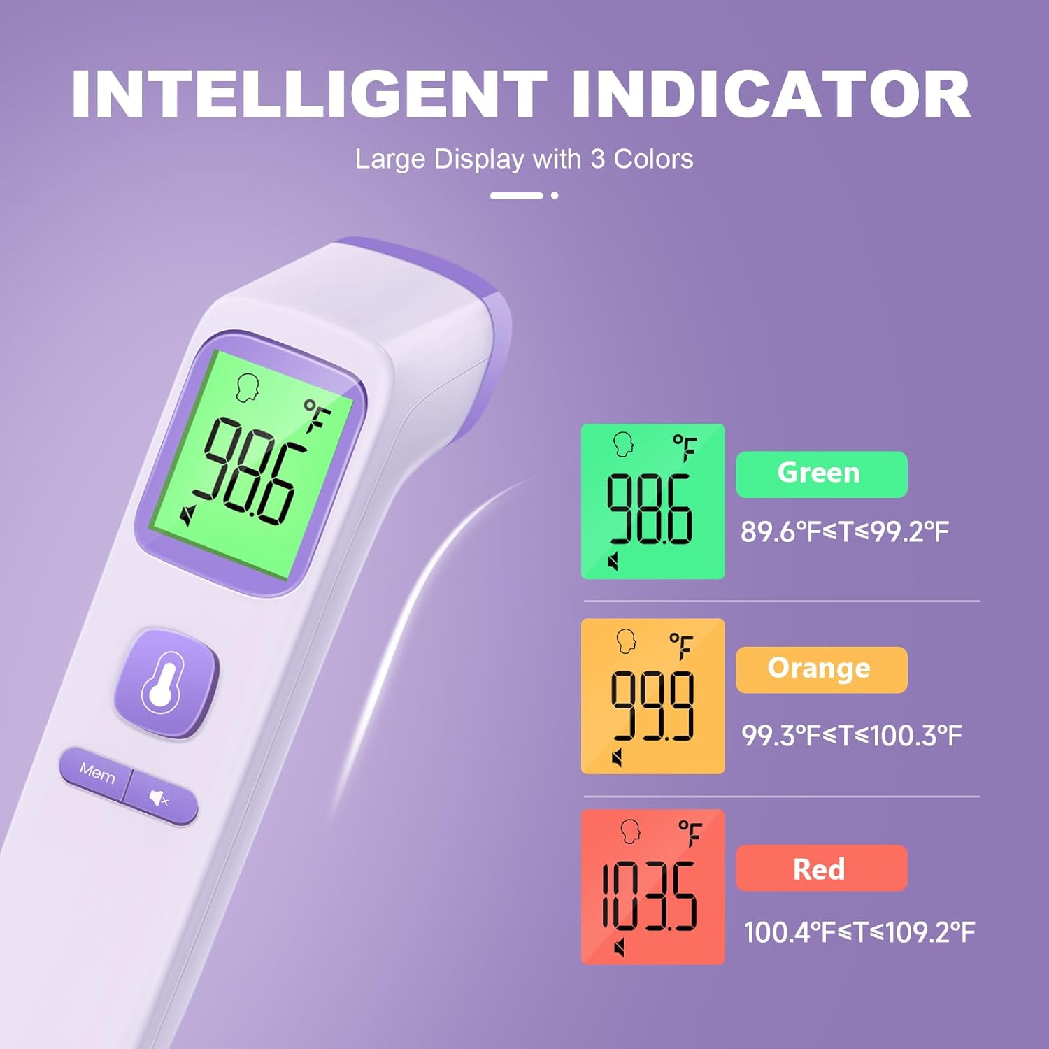 Alternative view of No-Touch Thermometer for Adults and Kids, Digital Accurate Baby Thermometer with Fever Alarm, 1 Second Fast Result, Easy to use, 2 in 1 Mode (Purple)