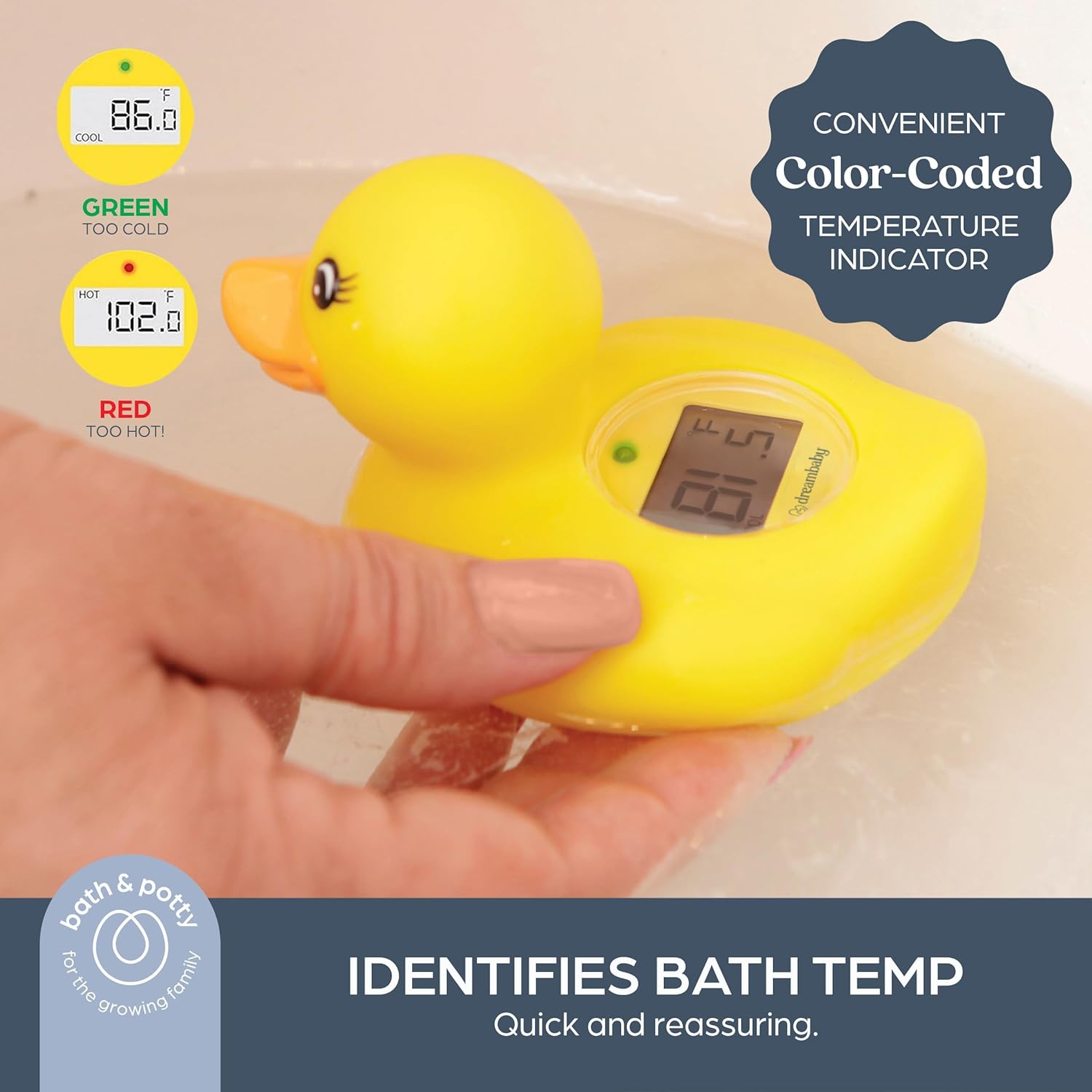 Alternative view of Dreambaby Duck Baby Bath Thermometer u2013 Instant Results, Digital Water & Room Temp Reader u2013 Fun Floating Toy for Newborns