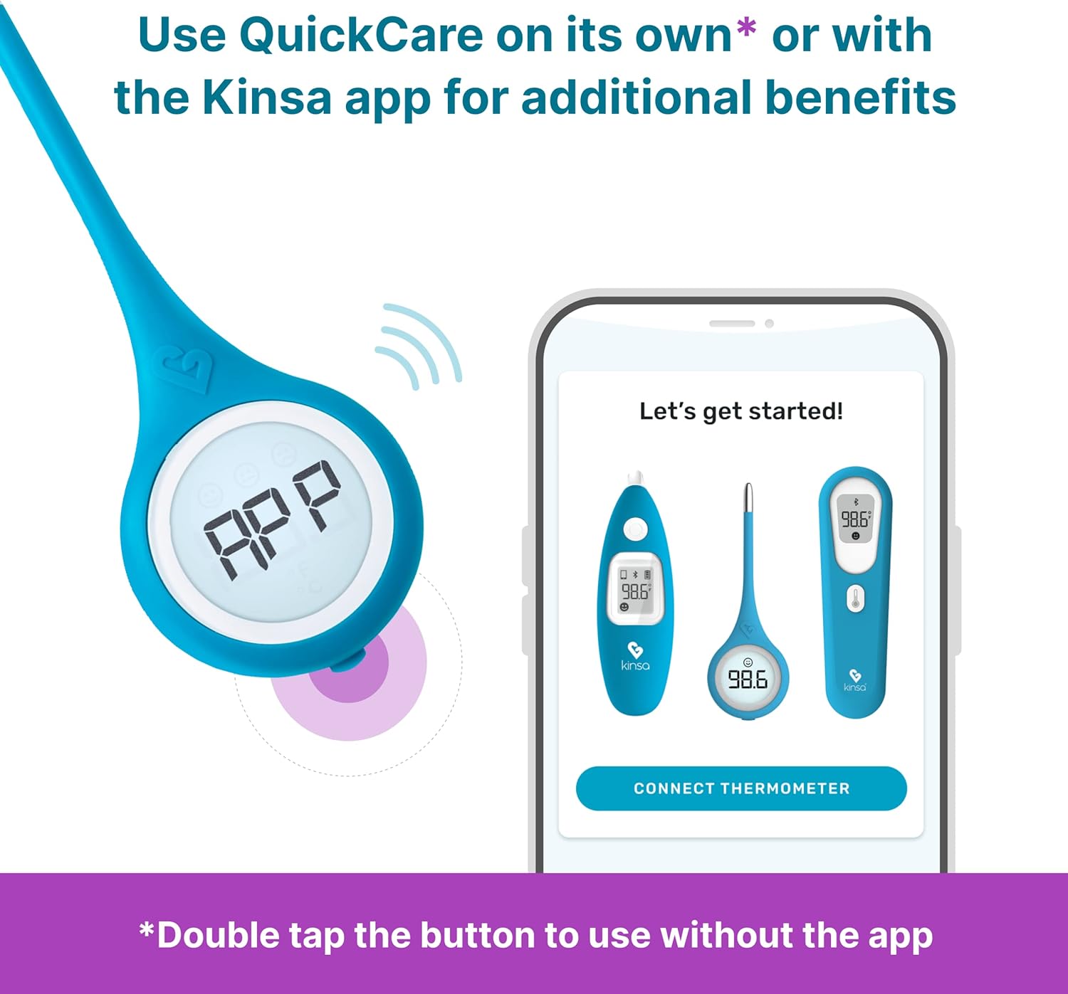 Alternative view of Kinsa Smart,Fever, Digital Medical Baby, Kid and Adult Termometro - Accurate, Fast, FDA Cleared Thermometer for Oral, Armpit or Rectal Temperature Reading - QuickCare