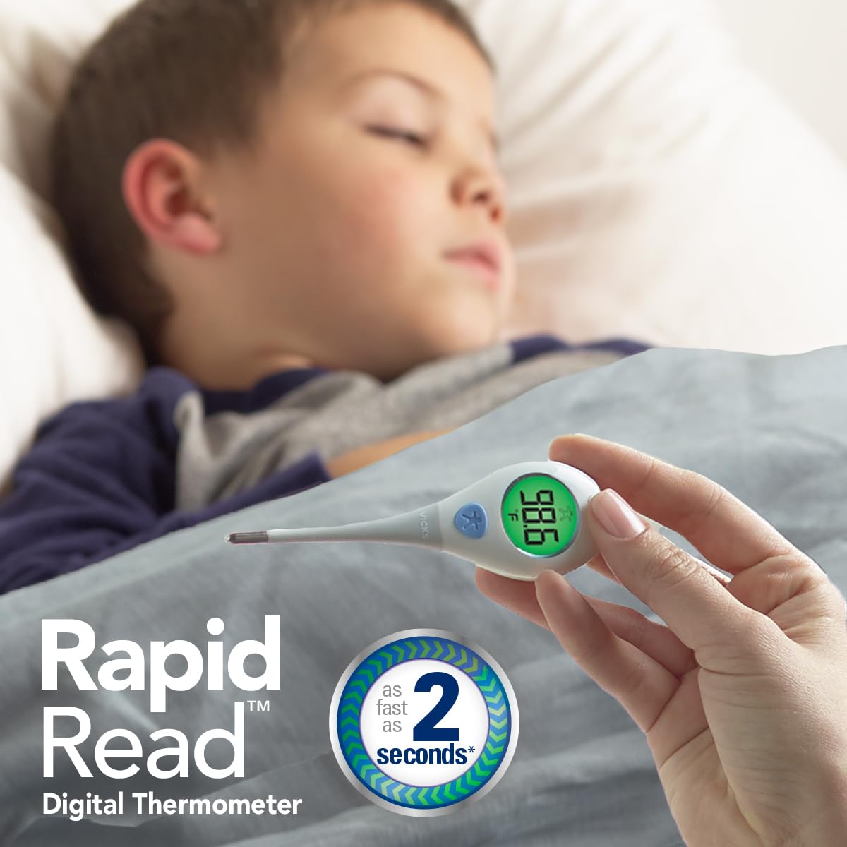 Vicks RapidRead Digital Thermometer, Temperature Readings in 2 Seconds, Use as Oral Thermometer, Baby Rectal Thermometer or Under The Arm, Water Resistant - Image 3