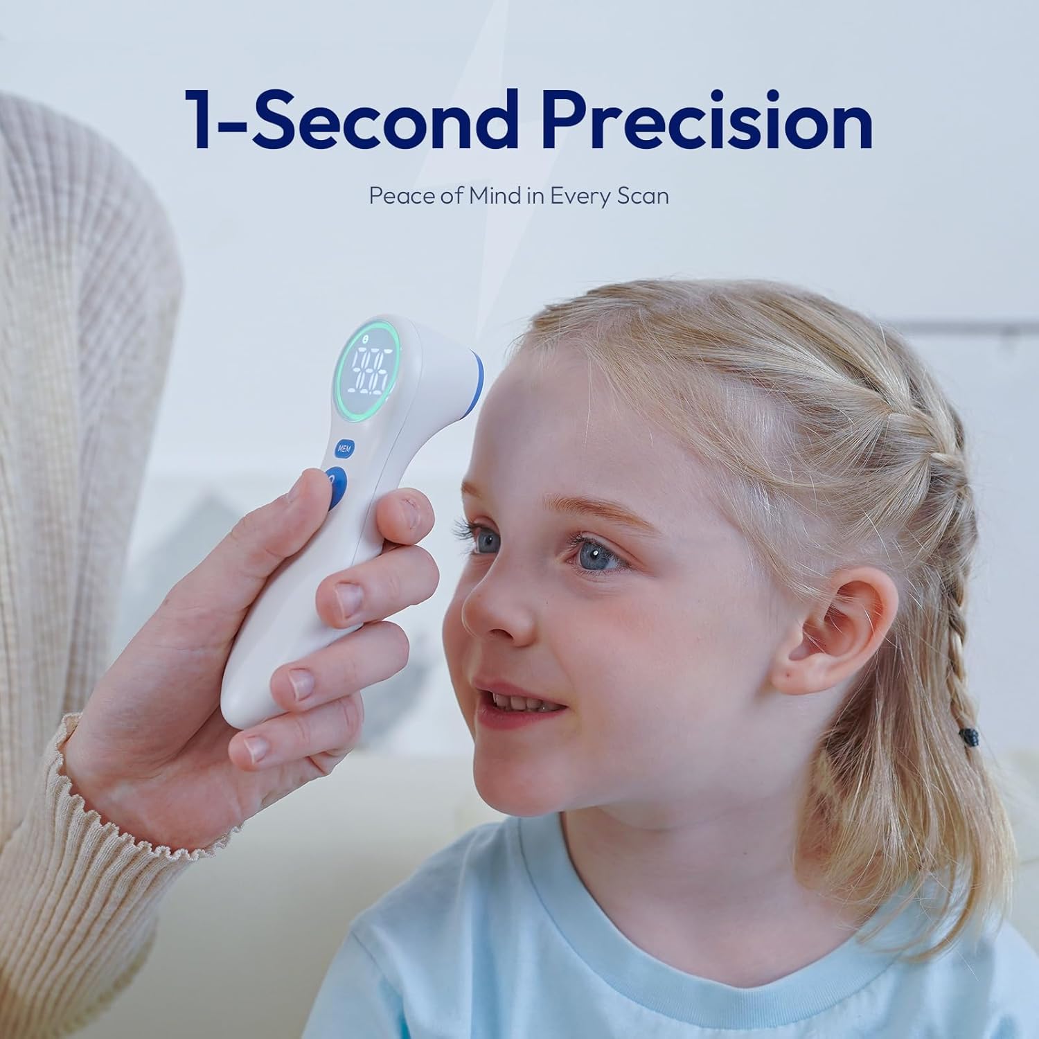 Alternative view of No-Touch Thermometer for Adults and Kids, 1-Second Fast Reading, Color-Coded Fever Alarm, Silent Mode, Object & Room Temperature Function, Baby Essential | Home Medical | Nurse Accessories for Work