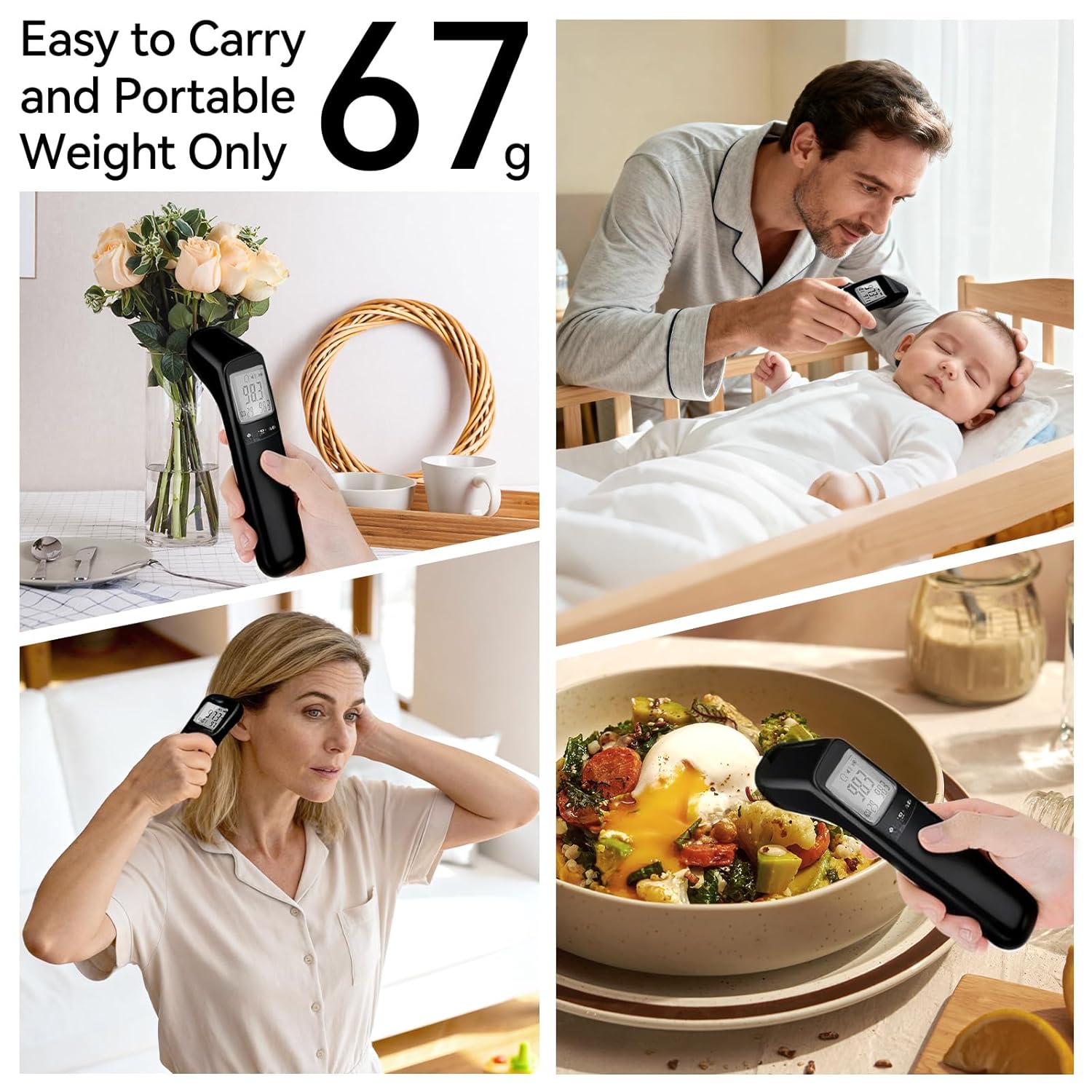 Manhero No Touch Thermometer for Adults, Medical Grade 3-1 Kids Accurate Digital Thermometers Black with Fever Alarm and Infrared Fast Reading Thermometer - Image 4