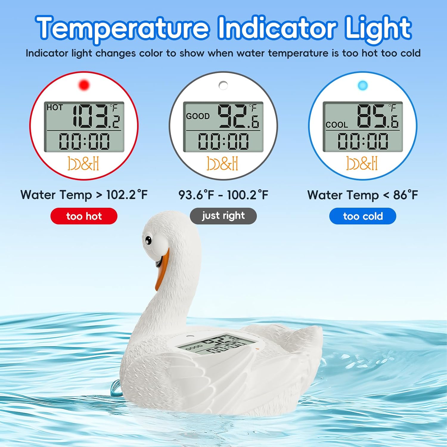 Alternative view of b&h Baby Bath Thermometer, Swan Digital Infant Safe Bath Thermometer - Reliable Temperature Readings - Easy to Read Screen- Shower Timer - Waterproof and Floats in Water, Newborn Must Haves