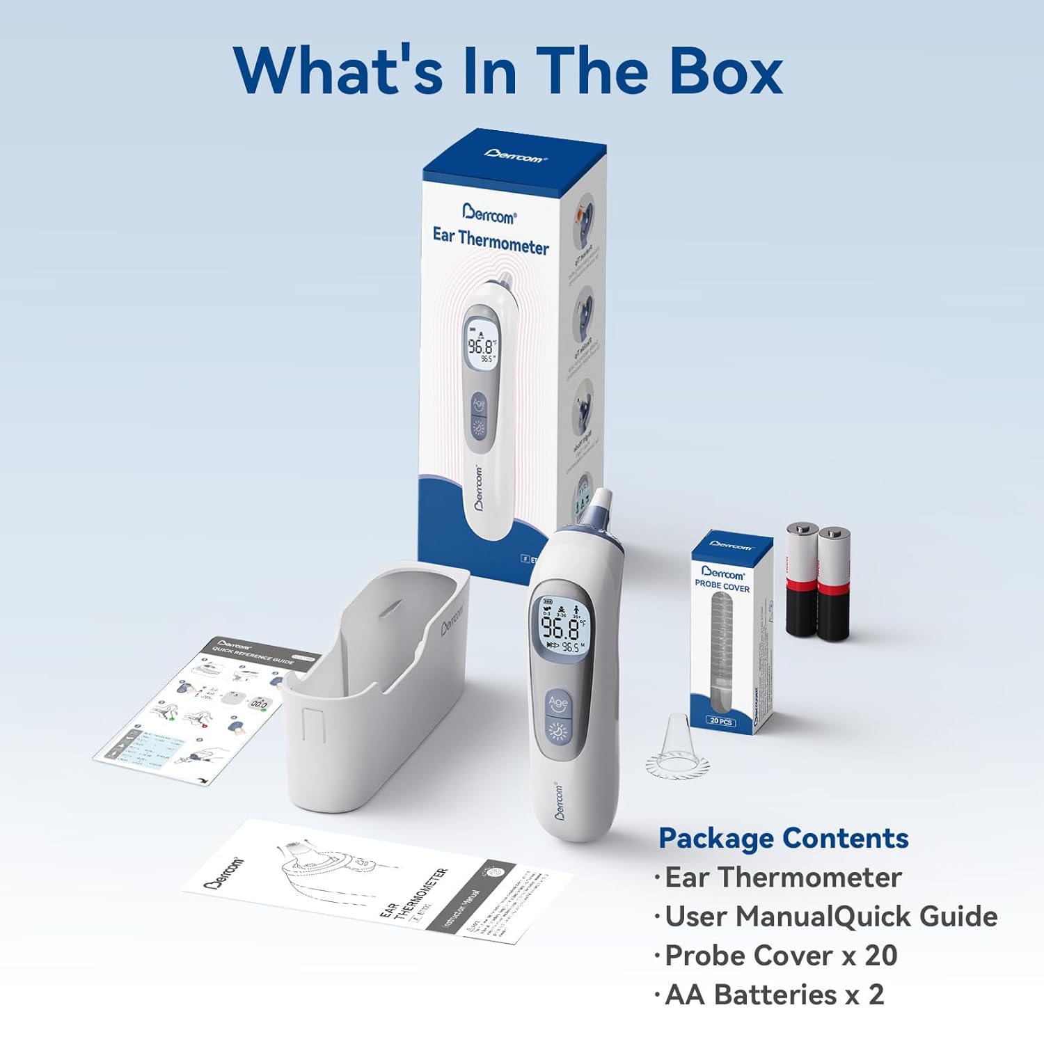 Berrcom Ear Thermometer with Heated Tip & Age Precision, Fever Alarm with Mute & Night Light, Includes 21 Probe Covers & Storage Box, Accurate Digital Ear Thermometer for Adults, Kids and Babies - Image 7