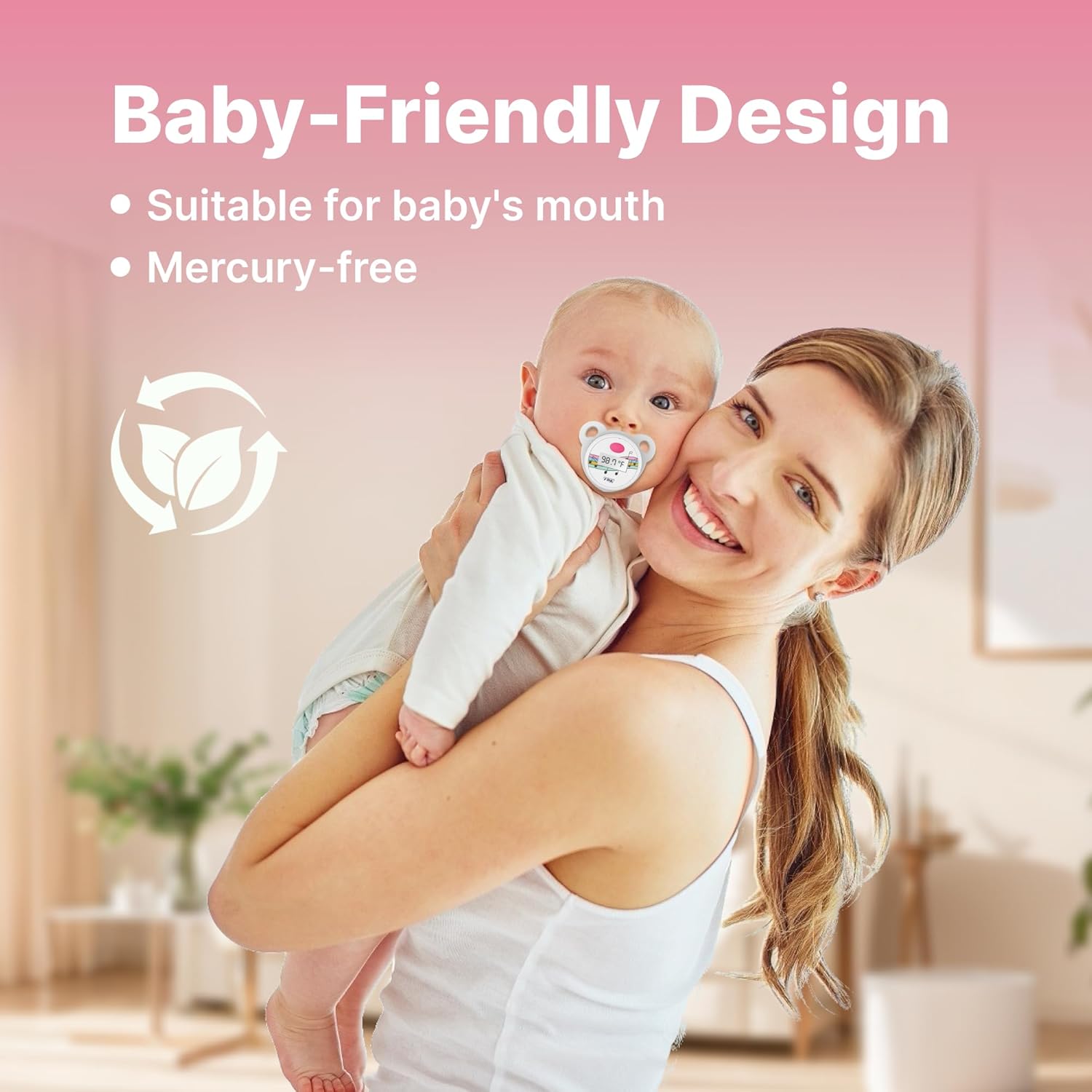 Alternative view of Baby Pacifier Oral Thermometer, High Accuracy Digital Newborn Thermometer with LCD Display, Sick Toddler Essentials Waterproof Mouth Temperature Reader for Easy Fever Monitoring