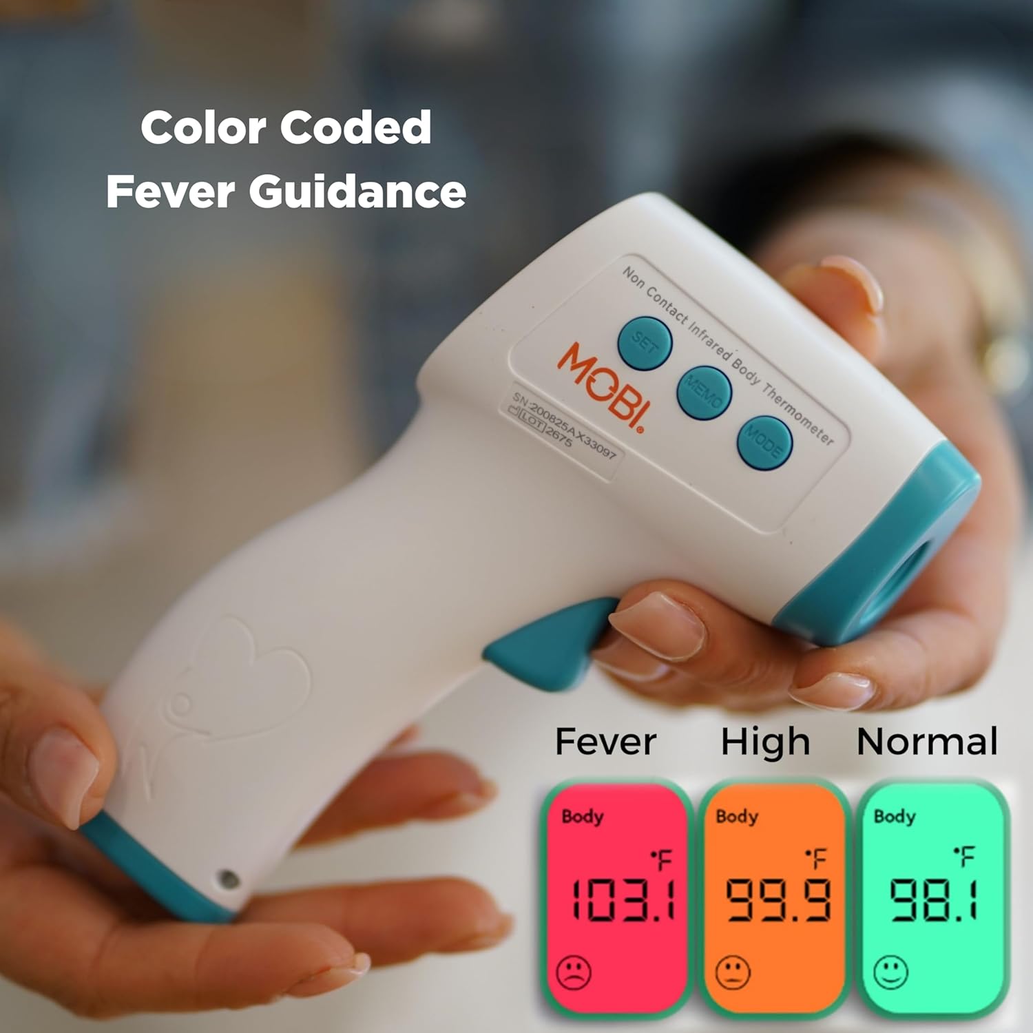 MOBI - Non-Contact Forehead Digital Thermometer with Object Temperature Mode - Touchless Fever Thermometer
