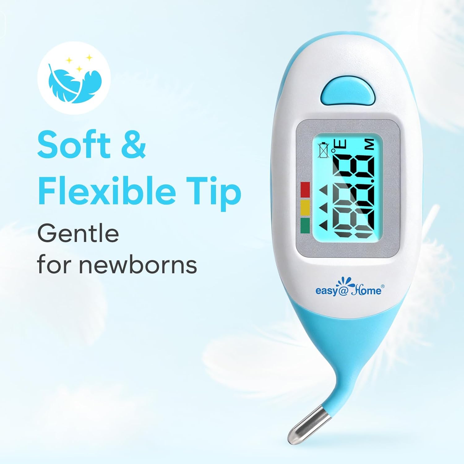 Easy@Home Baby Rectal Thermometer with Fever Indicator, Clear LCD Display for Fast Readings, Soft Flexible Tip for Infant & Newborn Use – EMT-027 - Image 2