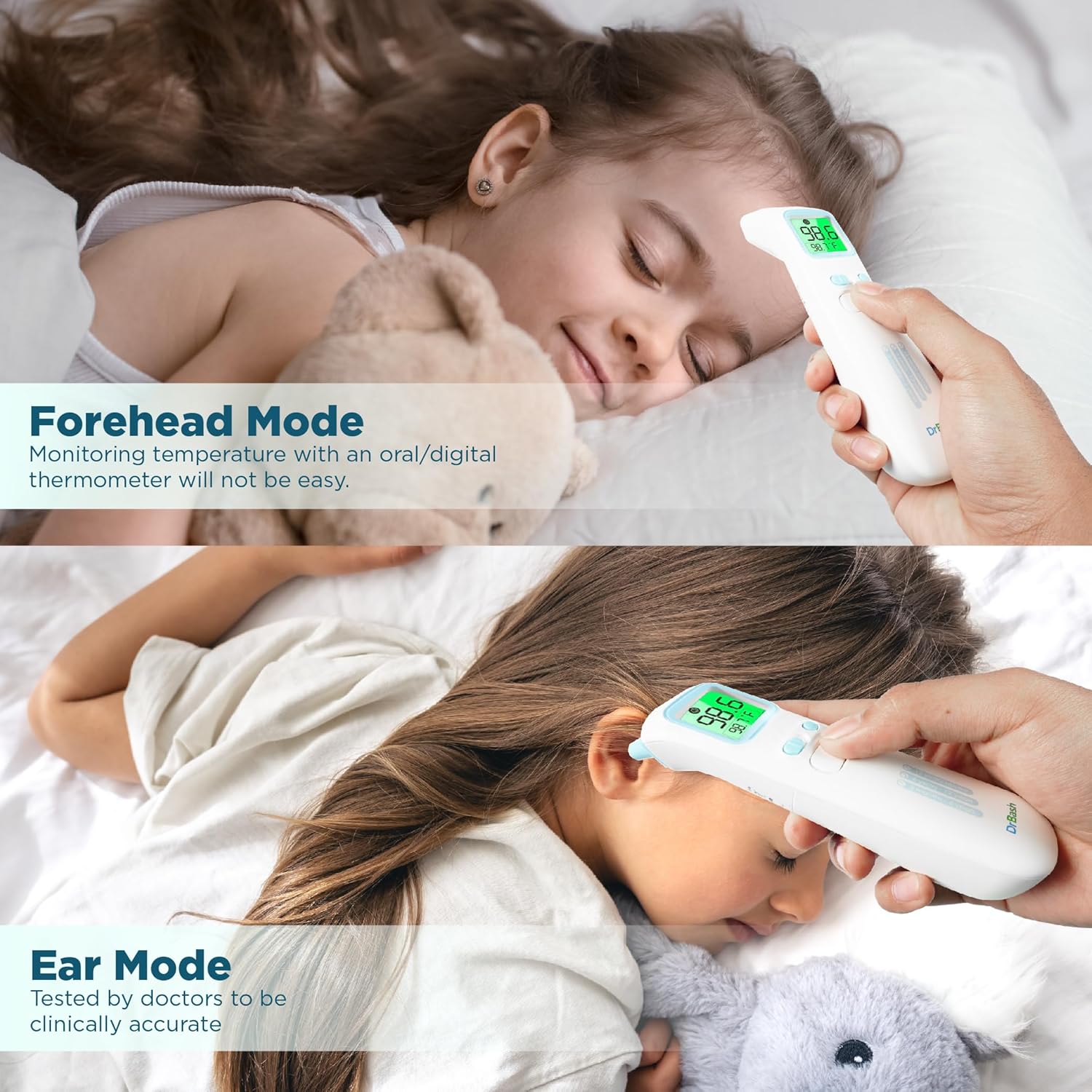Alternative view of DrBash 3-in-1 Baby Thermometer for Ear, Forehead & Touchless, Infrared Thermometer for Adults and Kids, Fever Digital Thermometer with Fever Alert and Memory Recall