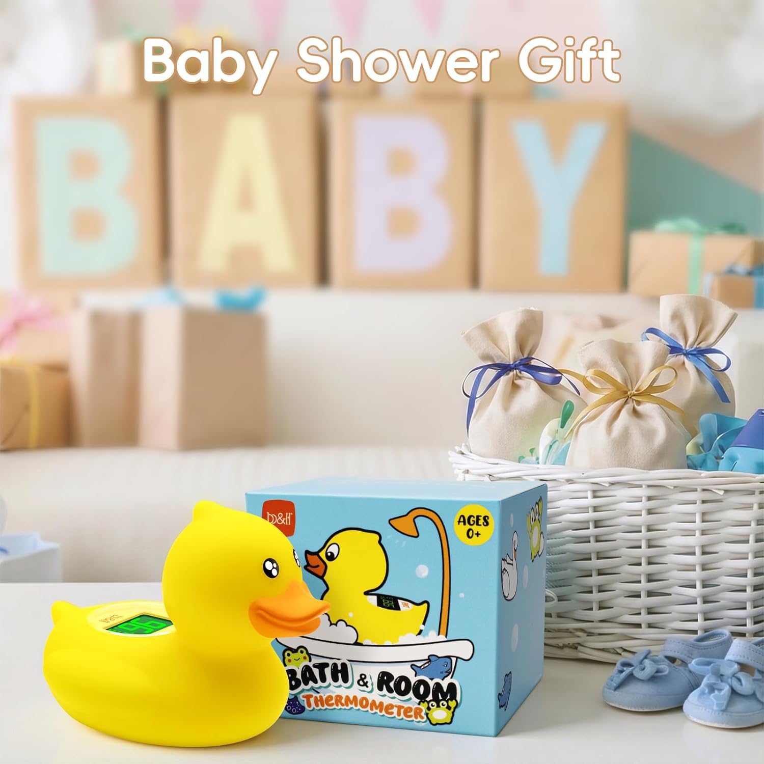 b&h Duck Rechargeable Baby Bath Thermometer - Fast Temperature Reading, Digital Water Thermometer for Bathtub and Room, Safety Infant Floating Bath Toy, Baby Bath Essentials