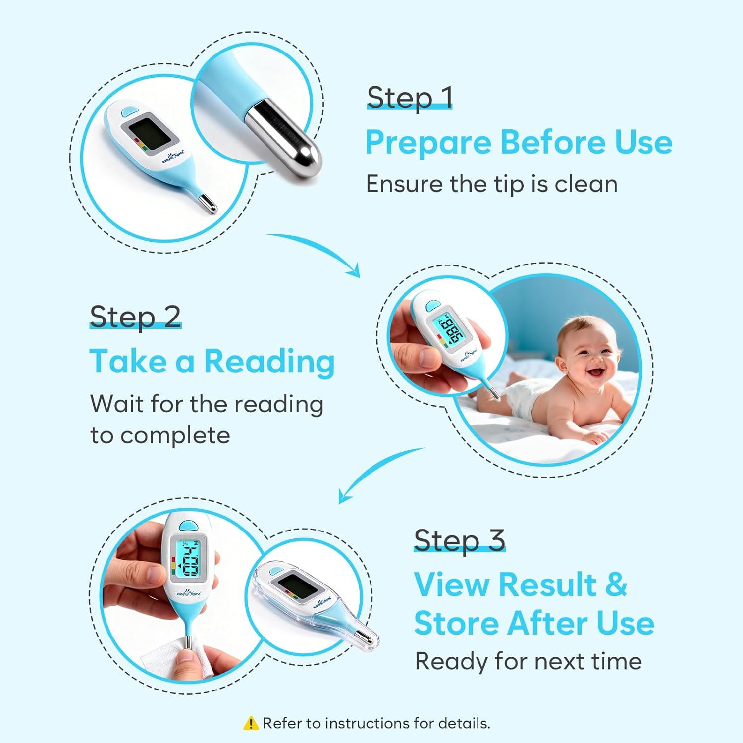 Easy@Home Baby Rectal Thermometer with Fever Indicator, Clear LCD Display for Fast Readings, Soft Flexible Tip for Infant & Newborn Use – EMT-027 - Image 7
