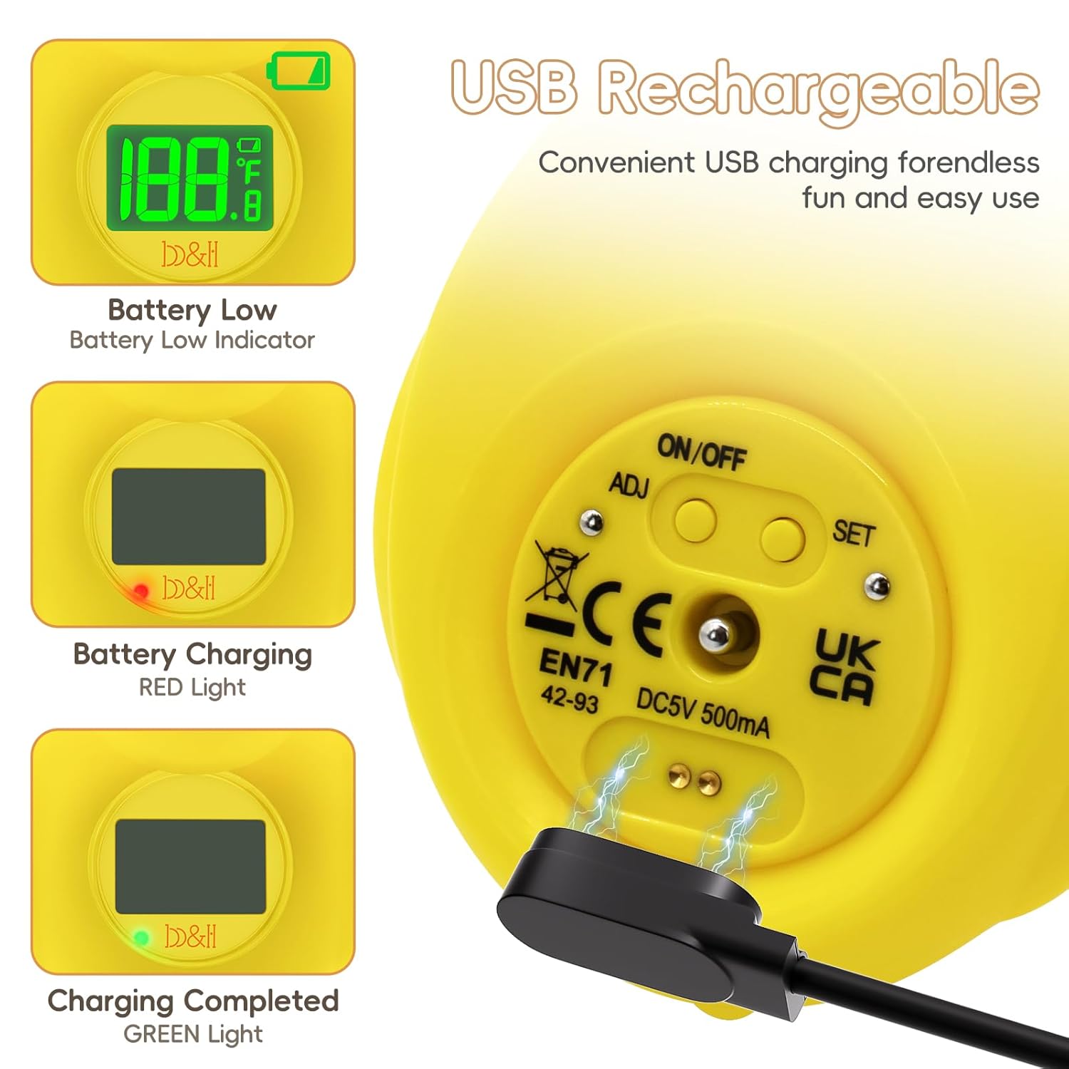 b&h Duck Rechargeable Baby Bath Thermometer - Fast Temperature Reading, Digital Water Thermometer for Bathtub and Room, Safety Infant Floating Bath Toy, Baby Bath Essentials - Image 3