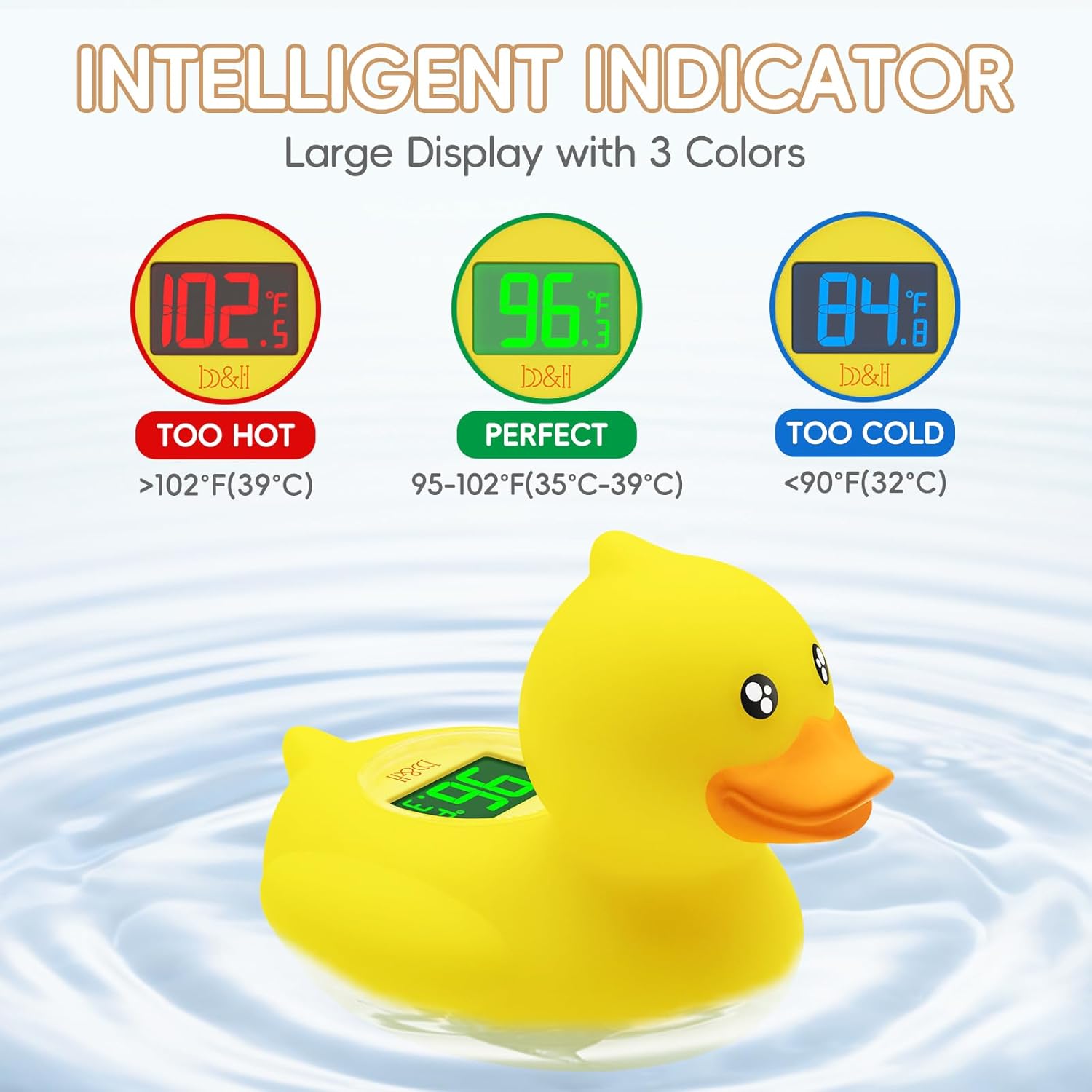 b&h Duck Rechargeable Baby Bath Thermometer - Fast Temperature Reading, Digital Water Thermometer for Bathtub and Room, Safety Infant Floating Bath Toy, Baby Bath Essentials - Image 4