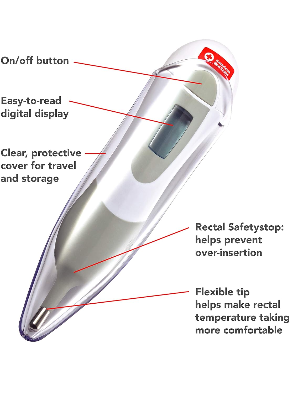 The First Years American Red Cross Multi-use Digital Thermometer - Baby Thermometer - Easy to Read LCD Screen - Baby Essentials