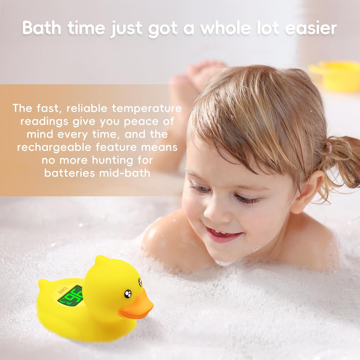 b&h Duck Rechargeable Baby Bath Thermometer - Fast Temperature Reading, Digital Water Thermometer for Bathtub and Room, Safety Infant Floating Bath Toy, Baby Bath Essentials - Image 6