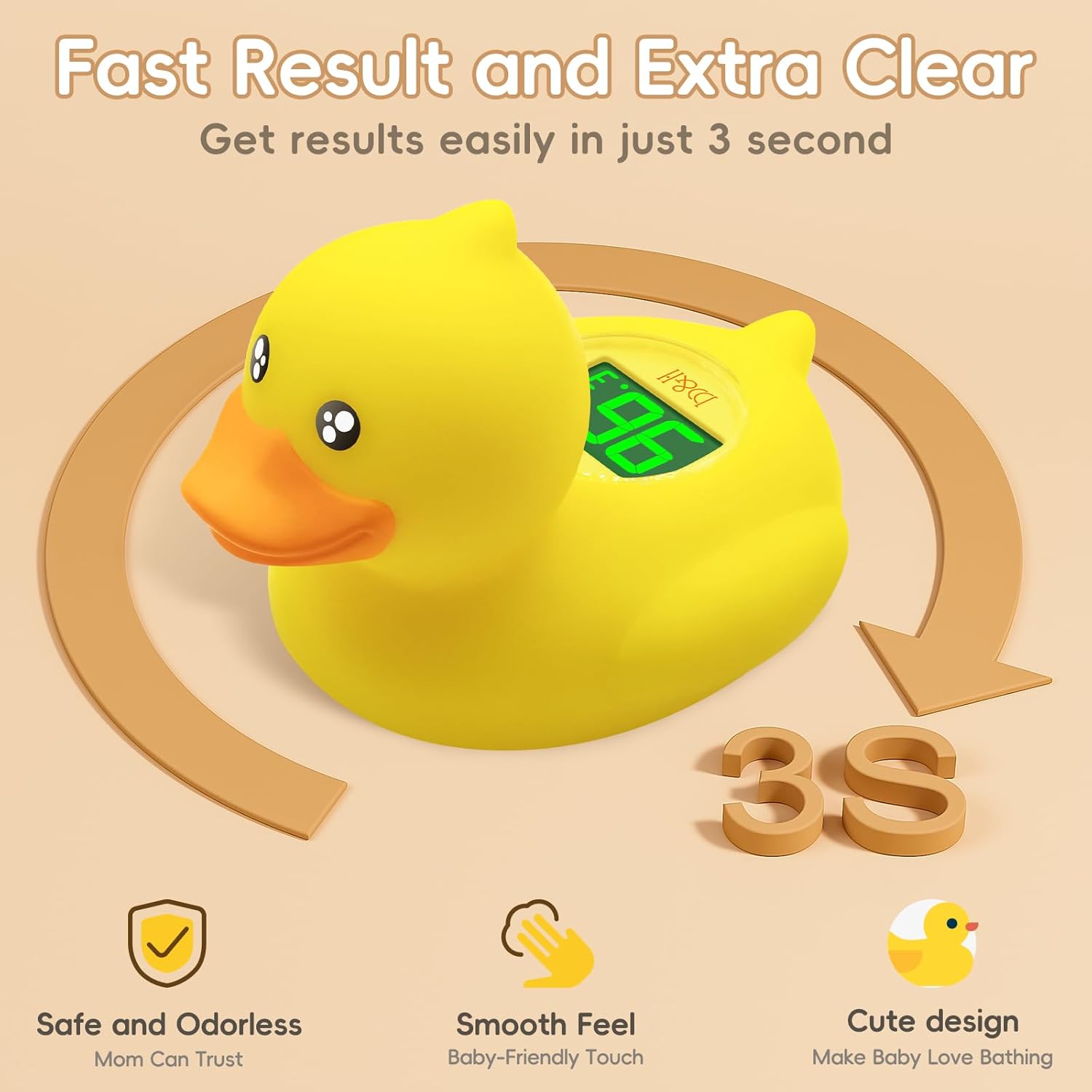 b&h Duck Rechargeable Baby Bath Thermometer - Fast Temperature Reading, Digital Water Thermometer for Bathtub and Room, Safety Infant Floating Bath Toy, Baby Bath Essentials - Image 7