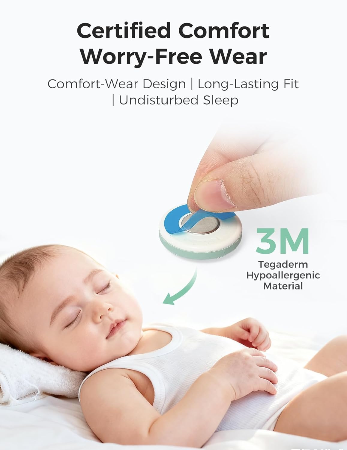 Momcozy Wearable Digital Thermometer for Baby, Medical-Grade Accurate Smart Thermometer, Instant Reads, APP Real-time Monitoring for Infants & Kids, Hypoallergenic 3M Stiker,Bluetooth, 180H Lasting - Image 3