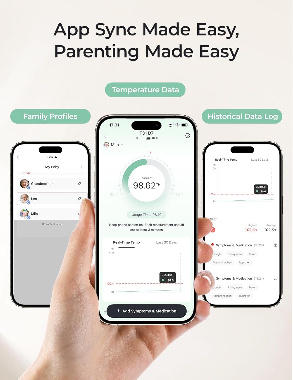 Momcozy Wearable Digital Thermometer for Baby, Medical-Grade Accurate Smart Thermometer, Instant Reads, APP Real-time Monitoring for Infants & Kids, Hypoallergenic 3M Stiker,Bluetooth, 180H Lasting - Image 6