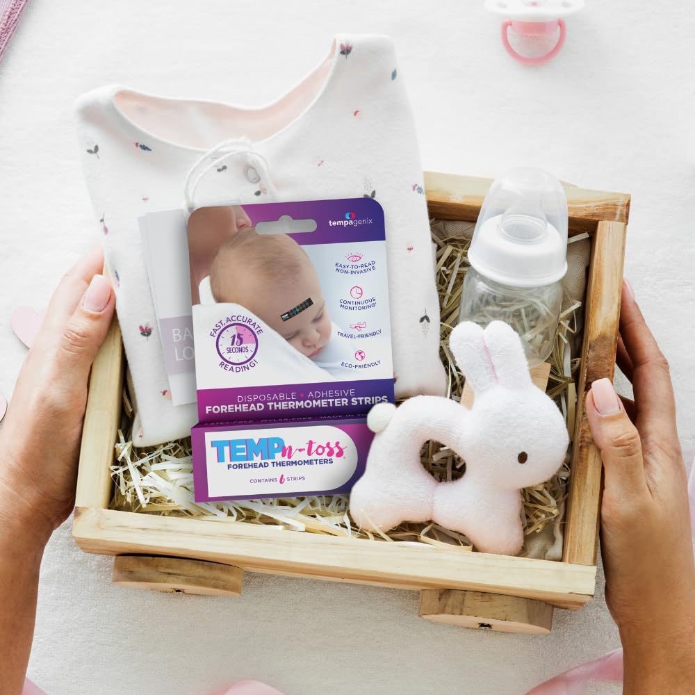 Alternative view of Fast Reading Disposable Forehead Thermometer Strips - Temp-N-Toss for Accurate & Hygienic Baby Temperature Measurement - Easy to Use and Reliable Single-Use Fever Indicator (6)