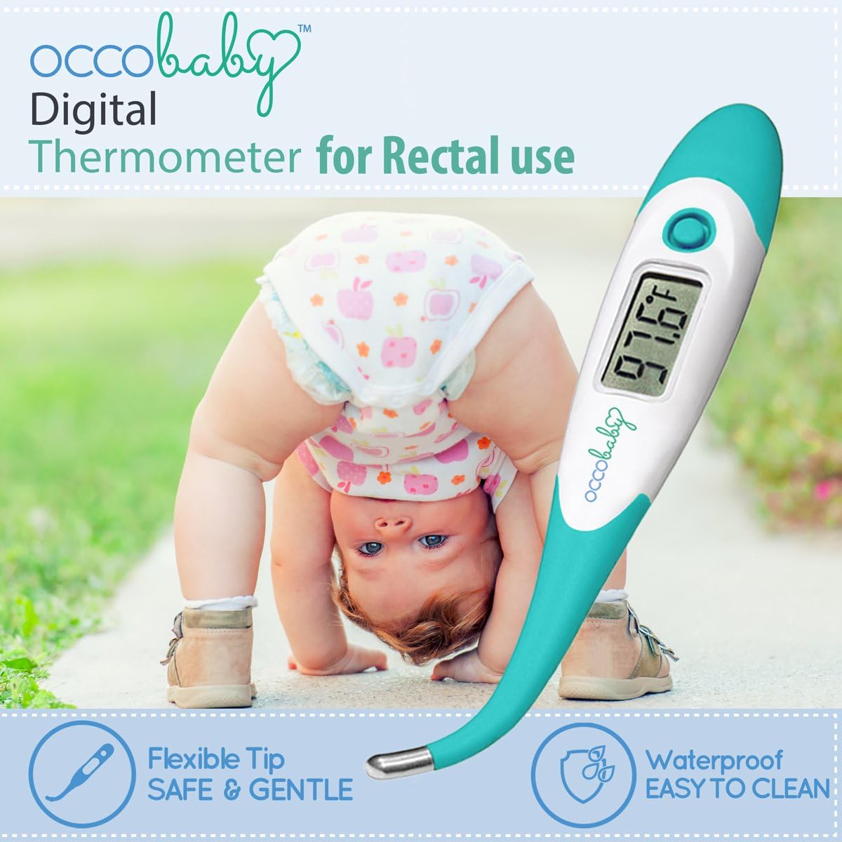 Alternative view of OCCObaby Clinical Digital Baby Thermometer - LCD, Flexible Tip, 10 Second Quick Accurate Fever Read Rectal Oral & Underarm Use - Waterproof Thermometer for Infants & Toddlers