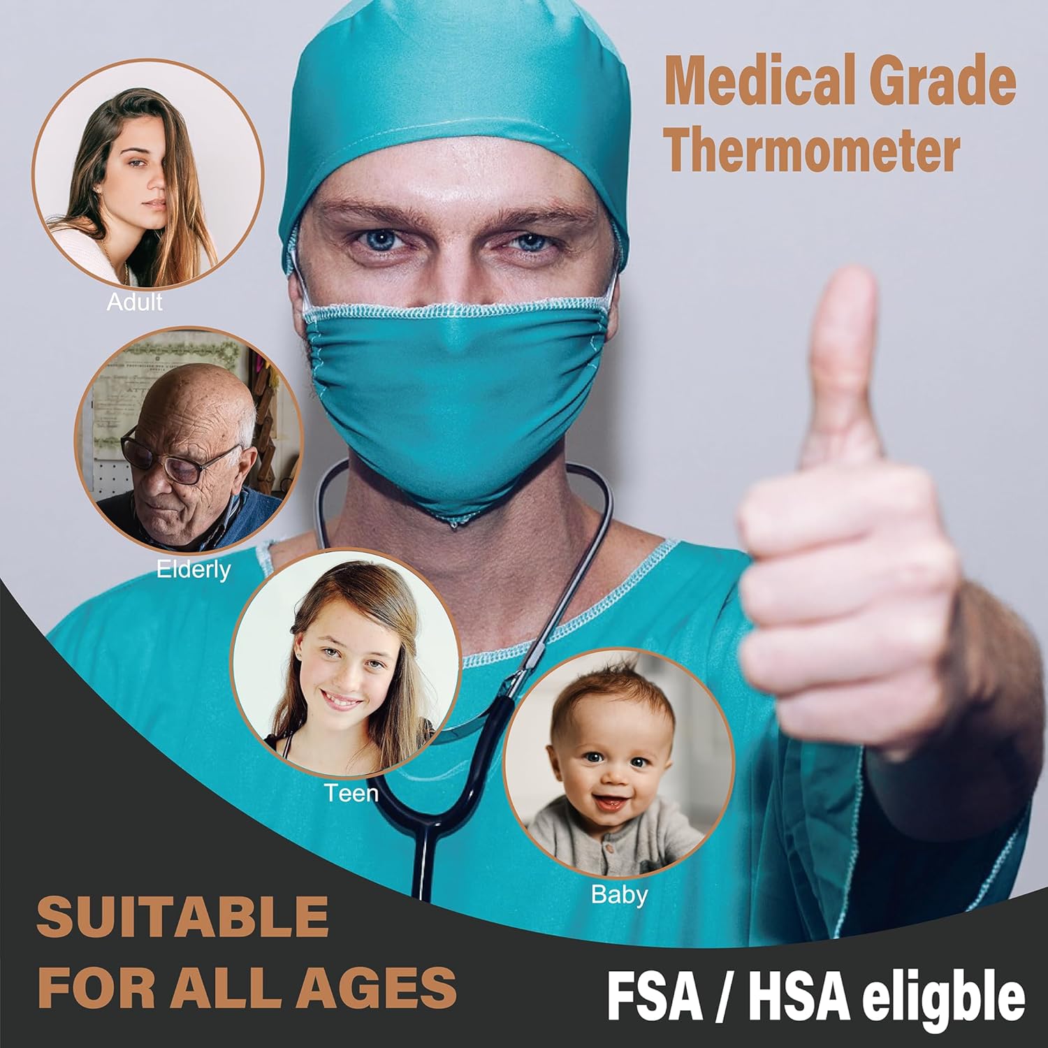 Alternative view of Amplim No-Touch Forehead Thermometer for Adults and Kids, Non-Contact Digital Baby Thermometer for Infants/Newborns. Medical Grade Touchless Temporal Temperature for Fever