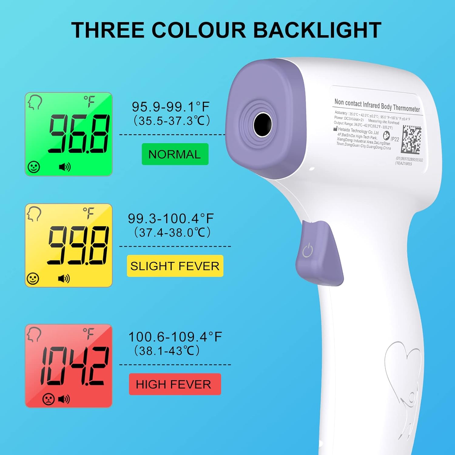 Alternative view of Digital Thermometer for Adults and Kids, No Touch Forehead Thermometer for Baby, 2 in 1 Body Surface Mode Infrared Thermometer with Fever Alarm and Instant Accuracy Readings