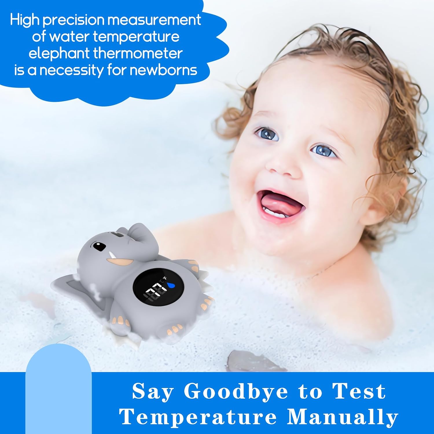 Alternative view of Baby Bath Thermometer, with LED Display and Temperature Warning,Kids' Bathroom Safety Products, Newborn Bath Safety Toy Thermometer (Elephant)