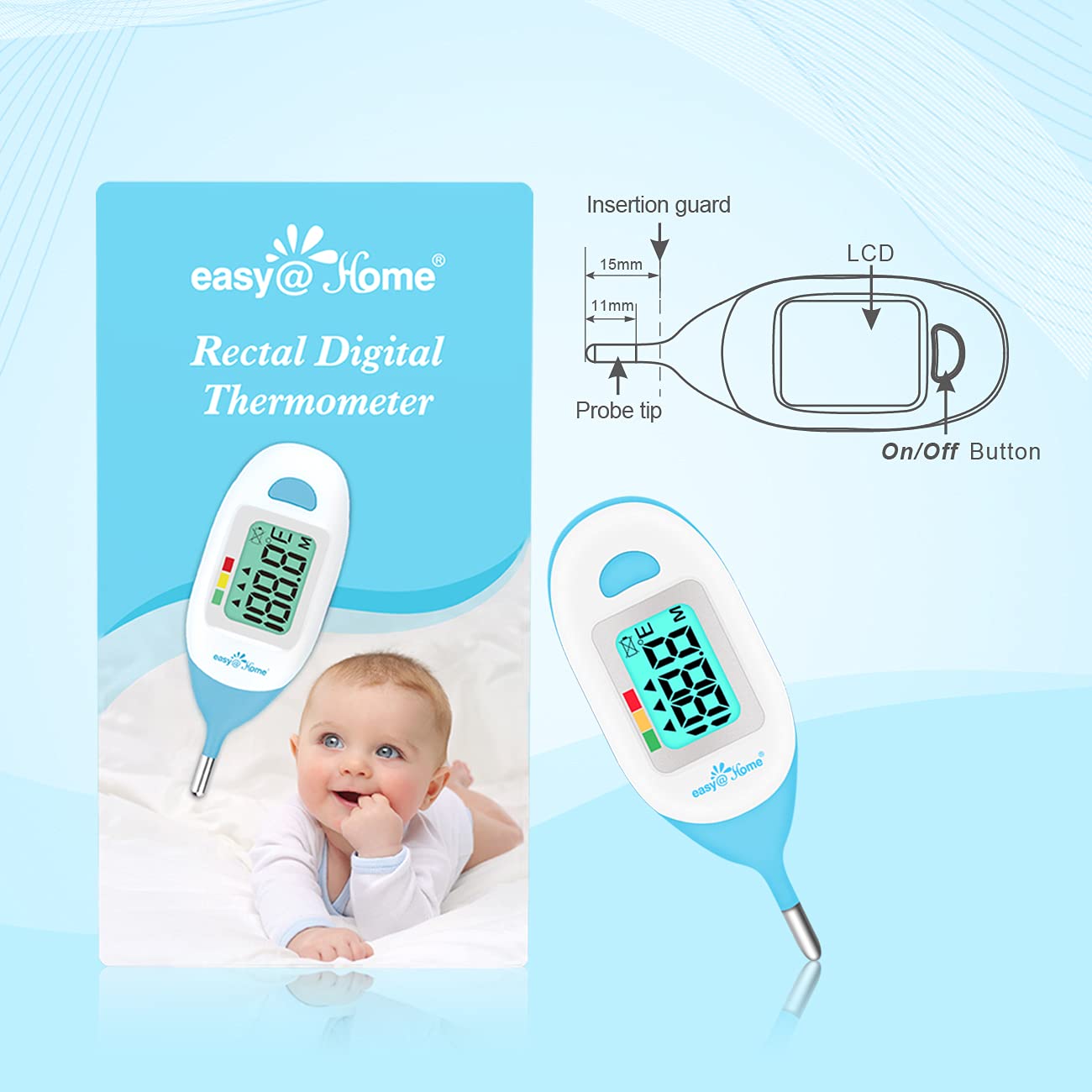Easy@Home Baby Rectal Thermometer with Fever Indicator, Clear LCD Display for Fast Readings, Soft Flexible Tip for Infant & Newborn Use – EMT-027 - Image 8