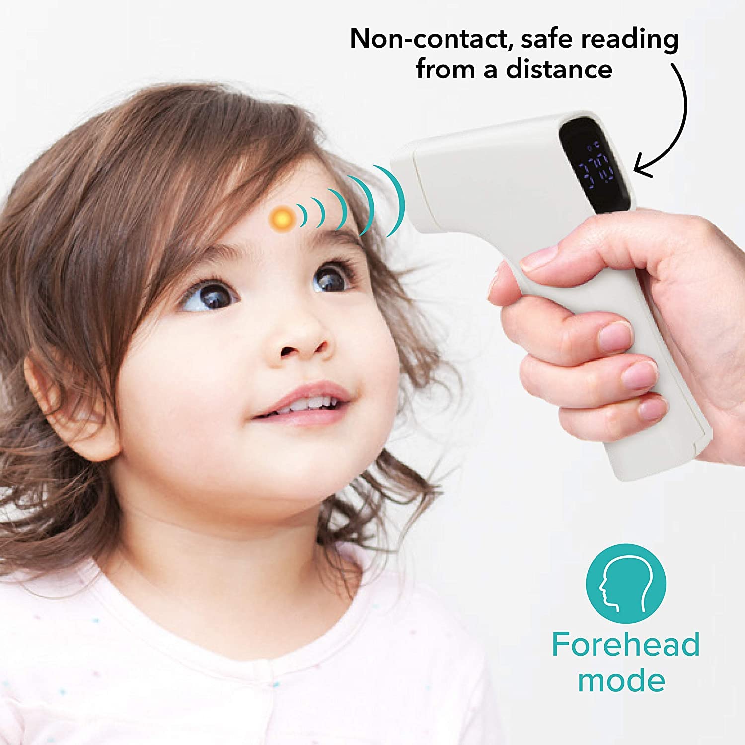 Dr. Talbot's Easy Handle Non-Contact Infrared Thermometer with Led Screen, Fever Warning Indicator, Accurate 1 S Reading for Baby, Kids, & Adults, White - Image 3